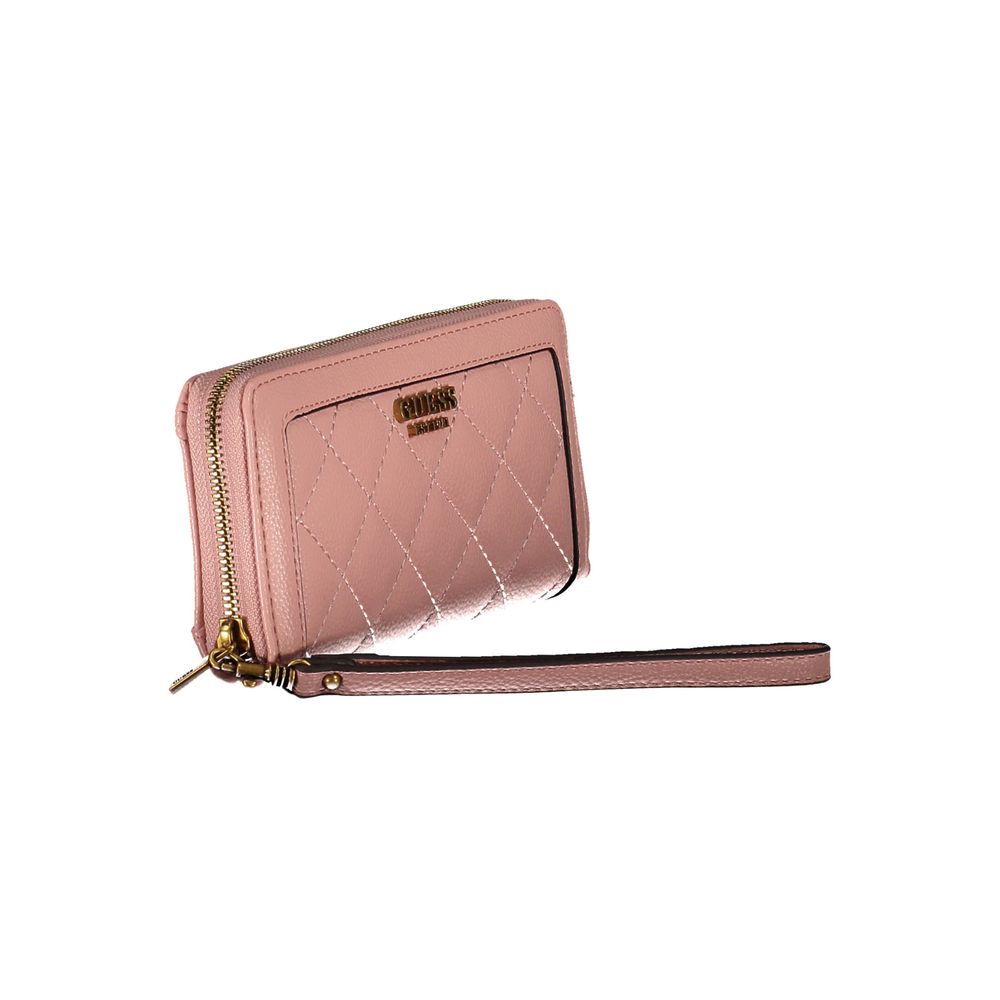 Guess Chic Pink Wallet with Contrast Zip & Logo - Luksusmuotia Guess Jeans - Tutustu YVES JAVANNI® 