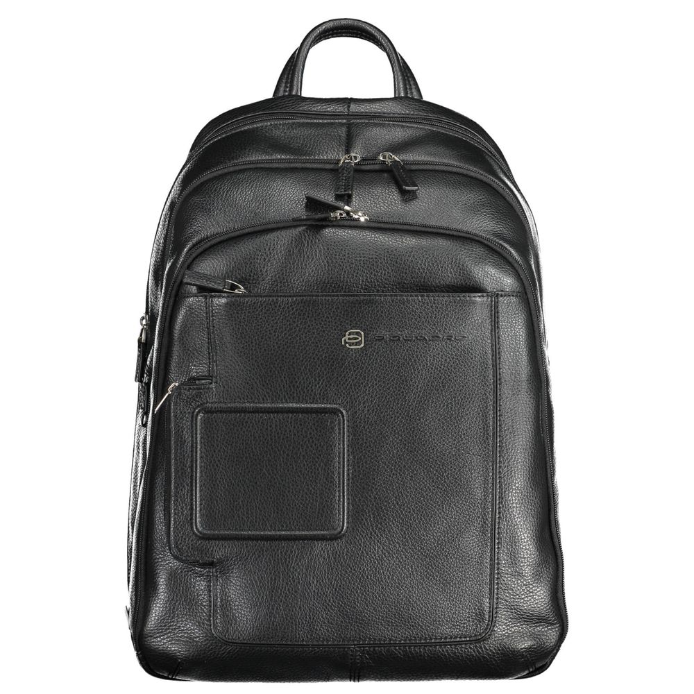 Piquadro Elegant Black Leather Backpack with Laptop Compartment - Luksusmuotia Piquadro - Tutustu YVES JAVANNI® 