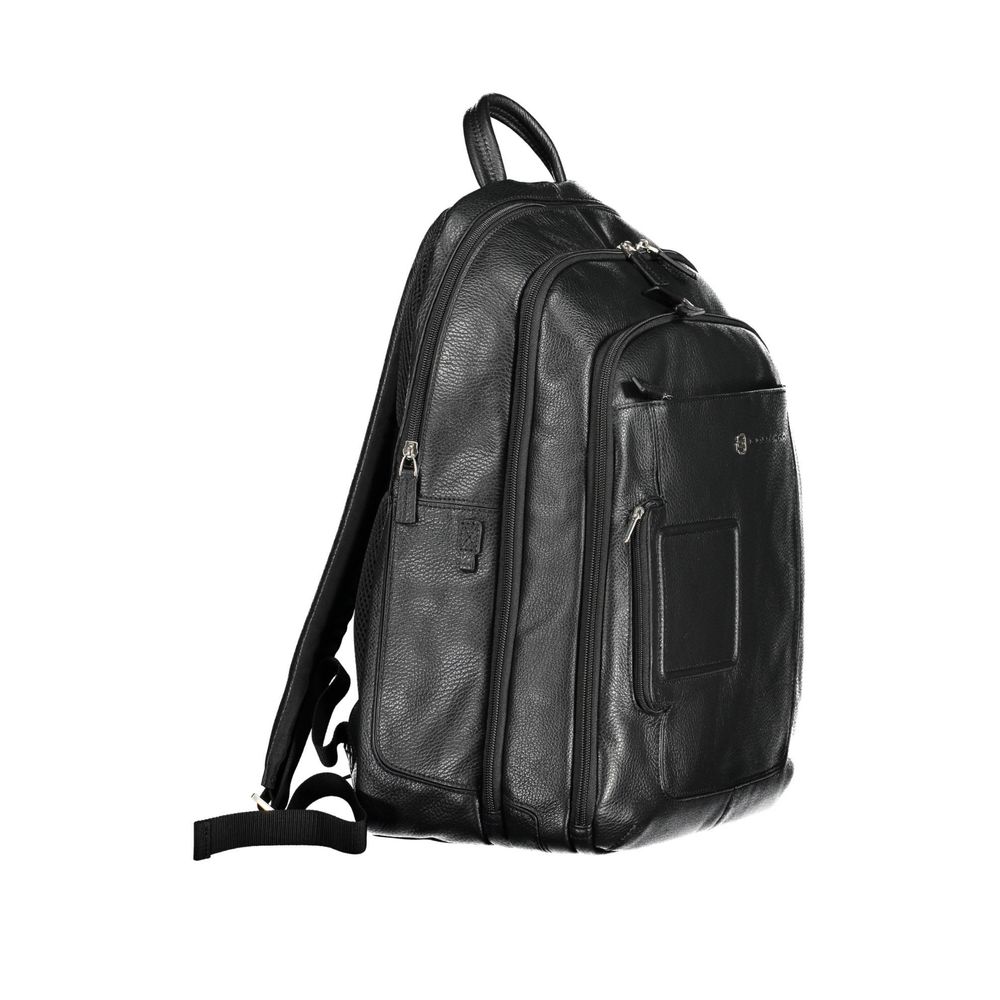 Piquadro Elegant Black Leather Backpack with Laptop Compartment - Luksusmuotia Piquadro - Tutustu YVES JAVANNI® 