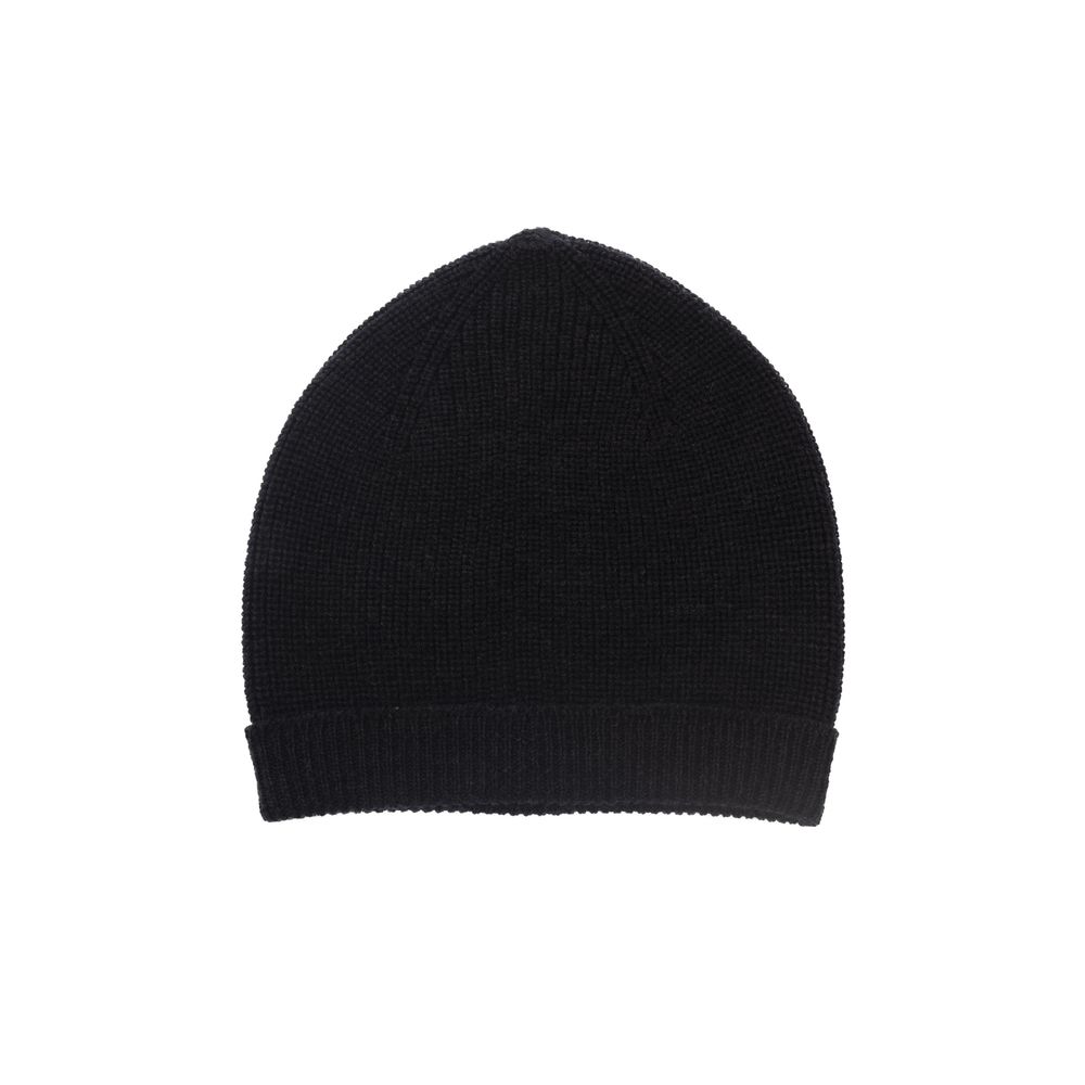 Alpha Studio Black Merino Wool Men Cap - Luksusmuotia Alpha Studio - Tutustu YVES JAVANNI® 