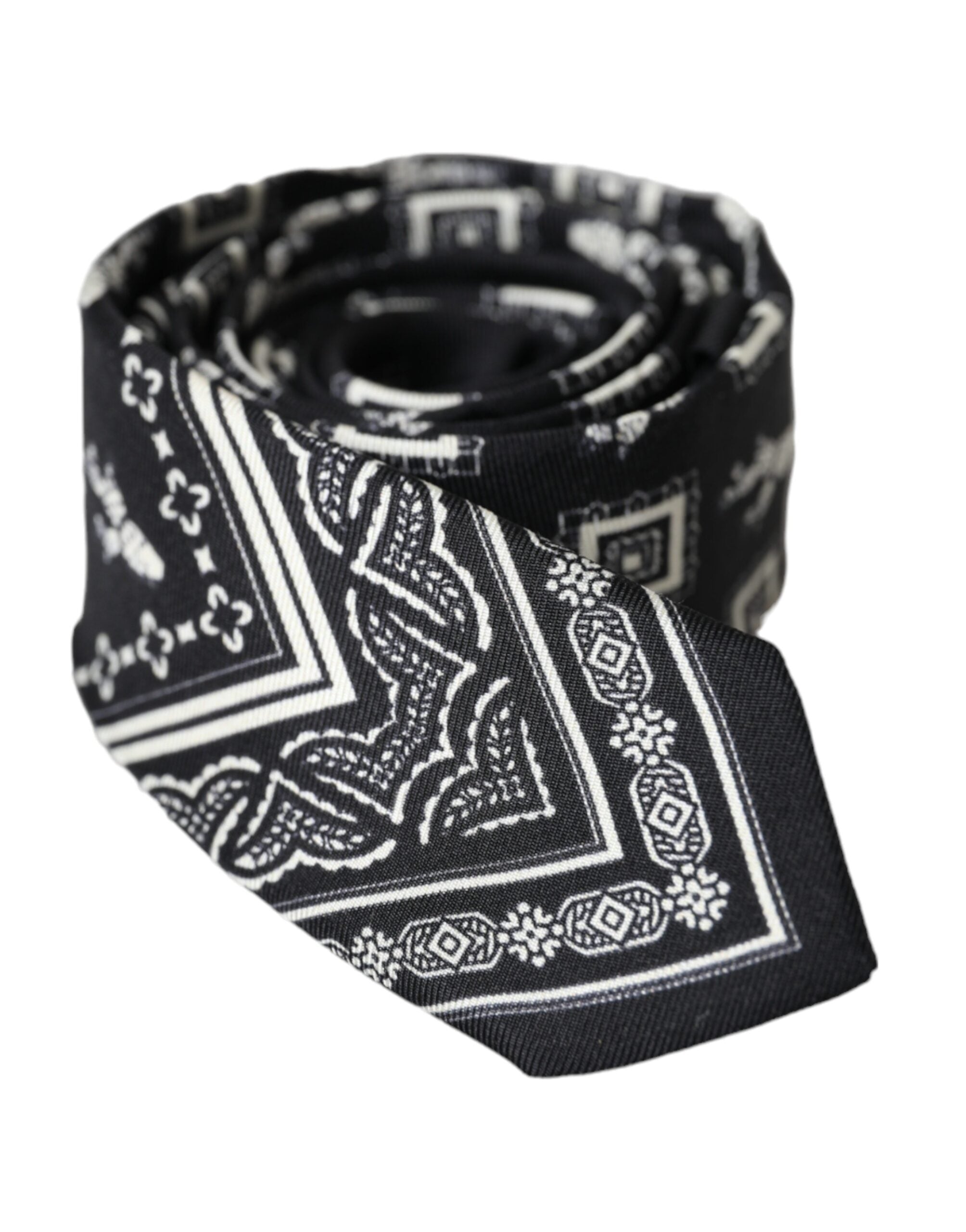 Dolce & Gabbana Black Patterned 100%Silk Adjustable Tie - Luksuslaukut ja asusteet Dolce & Gabbana - Tutustu YVES JAVANNI® 