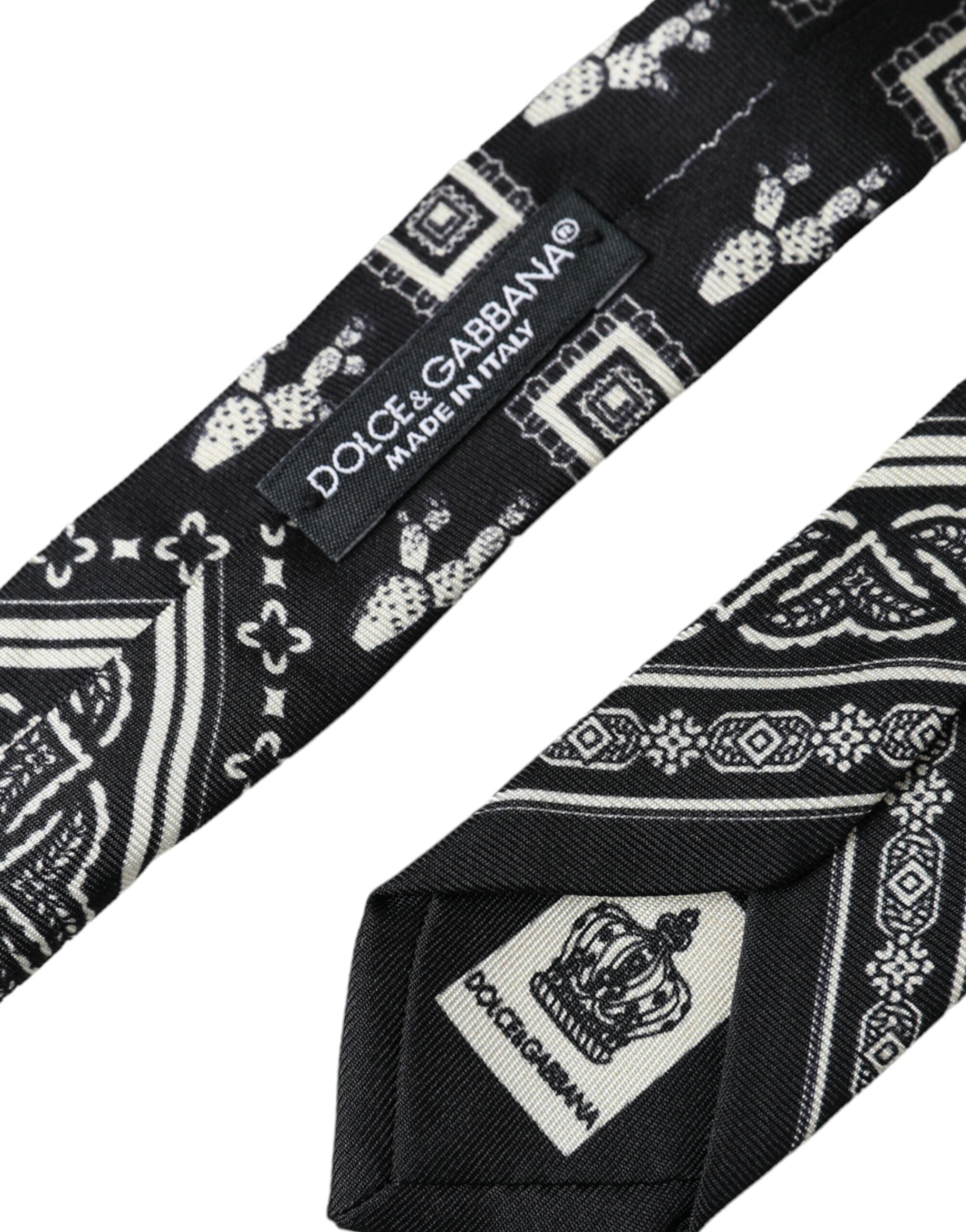 Dolce & Gabbana Black Patterned 100%Silk Adjustable Tie - Luksuslaukut ja asusteet Dolce & Gabbana - Tutustu YVES JAVANNI® 