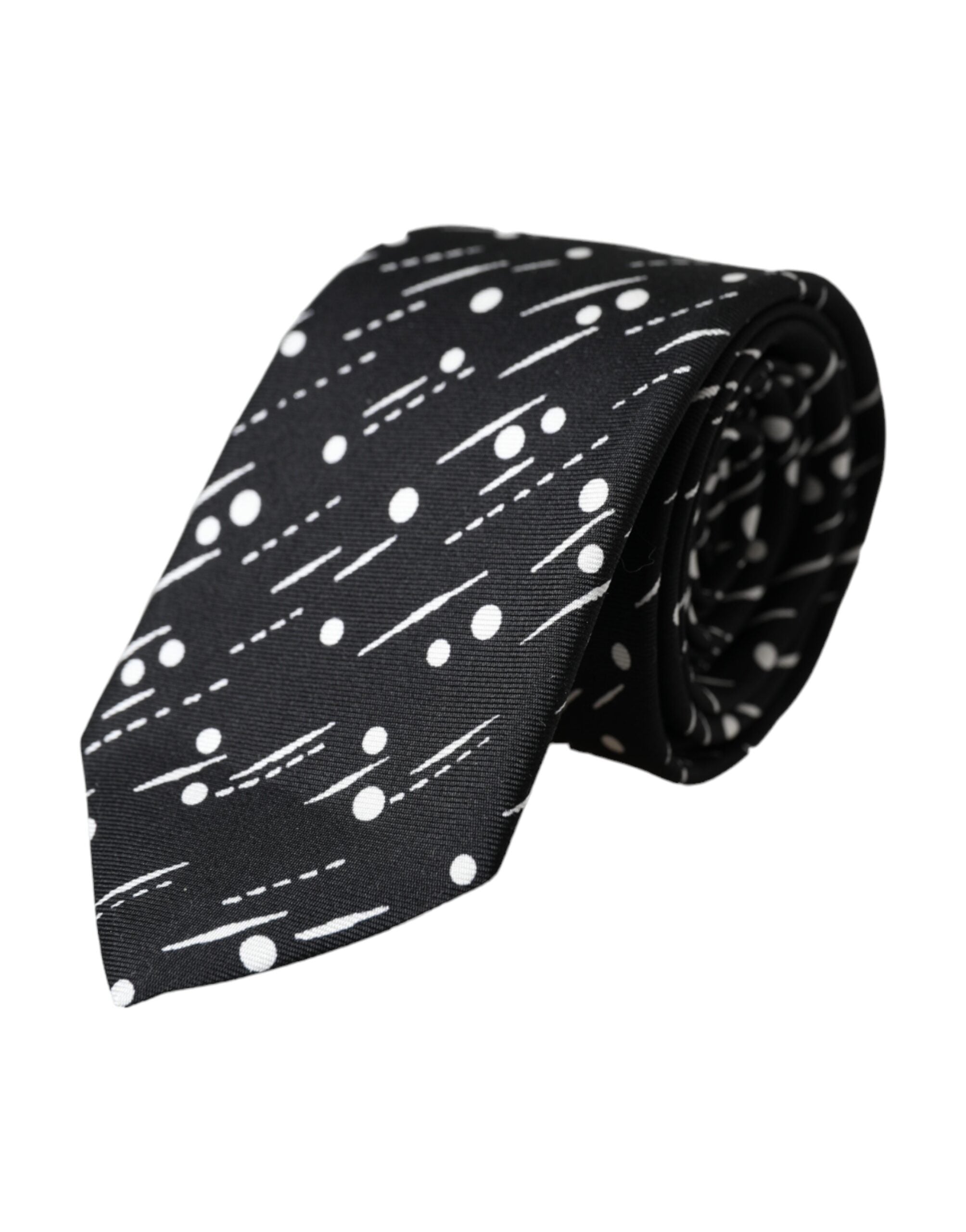 Dolce & Gabbana Black Dotted 100% Silk Adjustable Tie - Luksuslaukut ja asusteet Dolce & Gabbana - Tutustu YVES JAVANNI® 