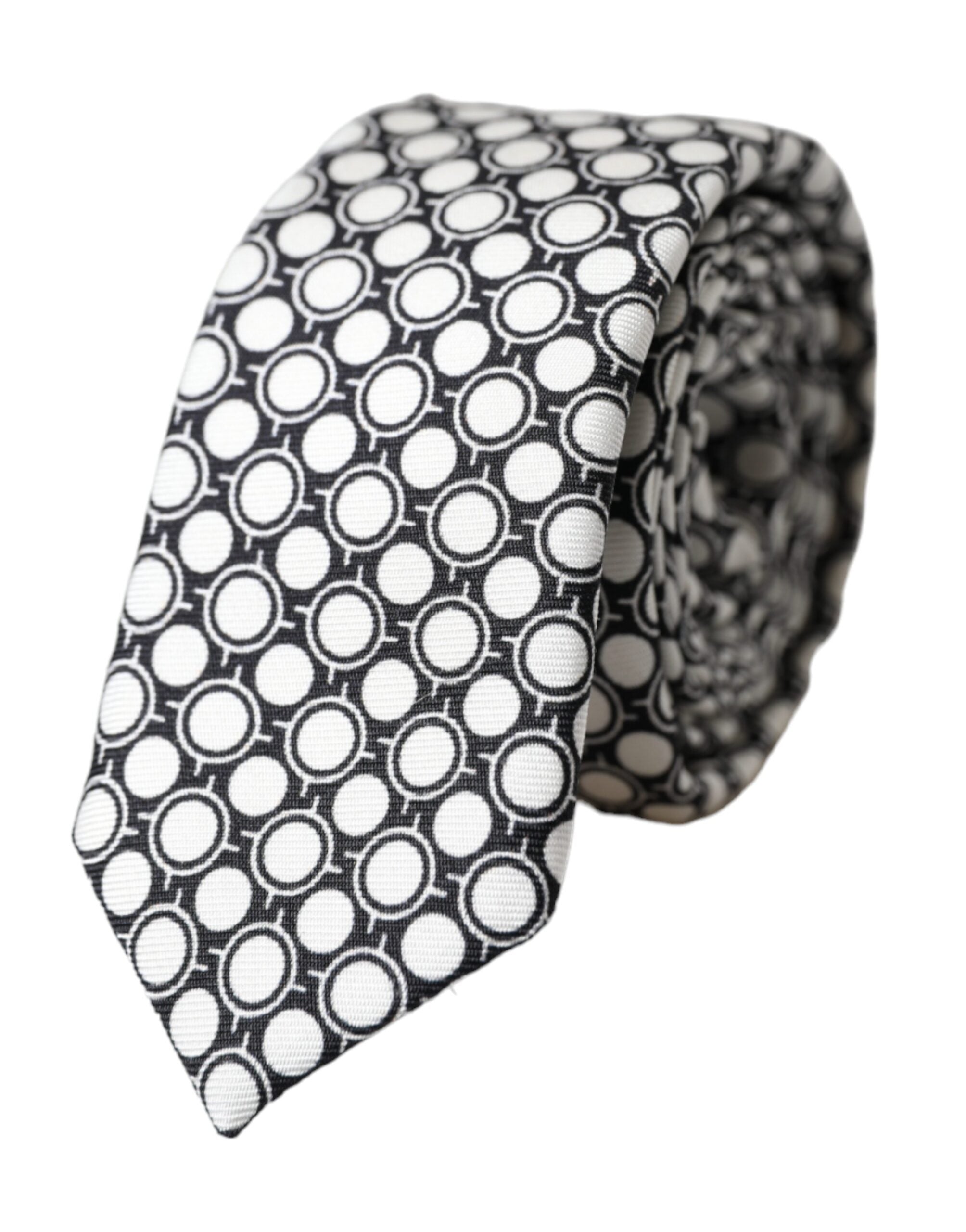 Dolce & Gabbana White Circles 100% Silk Adjustable Tie - Luksuslaukut ja asusteet Dolce & Gabbana - Tutustu YVES JAVANNI® 