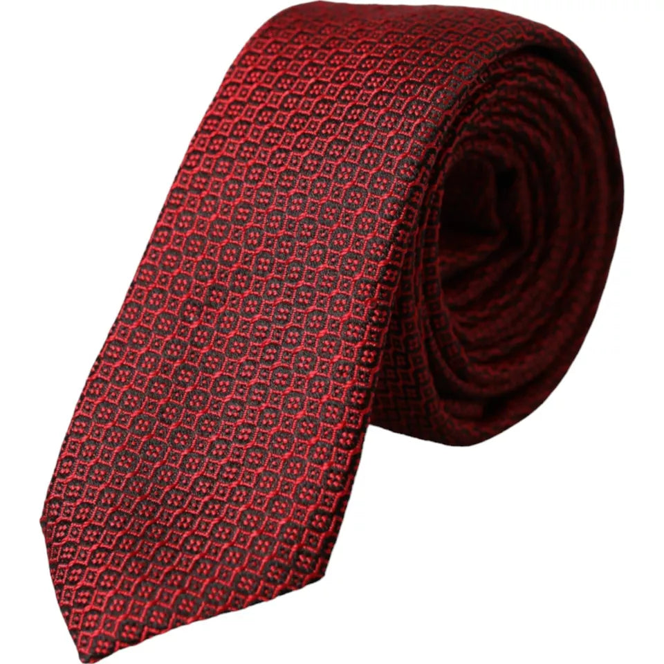 Dolce & Gabbana Red Patterned 100% Silk Adjustable Men Tie - Luksuslaukut ja asusteet Dolce & Gabbana - Tutustu YVES JAVANNI® 