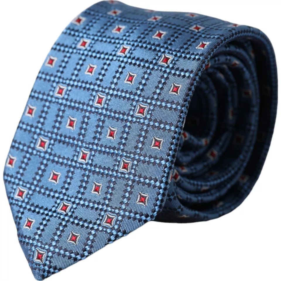 Dolce & Gabbana Blue Patterned 100% Silk Adjustable Men Tie - Luksuslaukut ja asusteet Dolce & Gabbana - Tutustu YVES JAVANNI® 