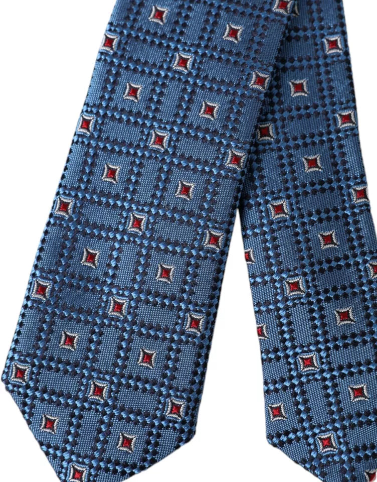 Dolce & Gabbana Blue Patterned 100% Silk Adjustable Men Tie - Luksusmuotia Dolce & Gabbana - Tutustu YVES JAVANNI® 