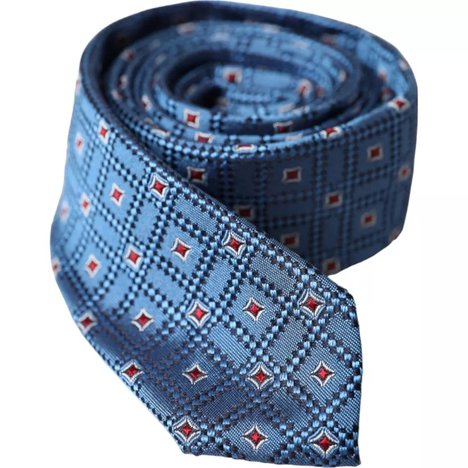 Dolce & Gabbana Blue Patterned 100% Silk Adjustable Men Tie - Luksusmuotia Dolce & Gabbana - Tutustu YVES JAVANNI® 