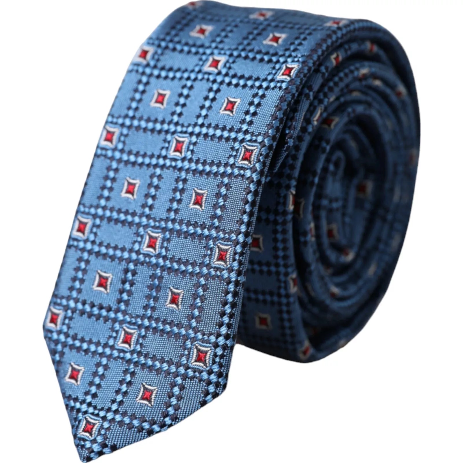 Dolce & Gabbana Blue Patterned 100% Silk Adjustable Men Tie - Luksuslaukut ja asusteet Dolce & Gabbana - Tutustu YVES JAVANNI® 