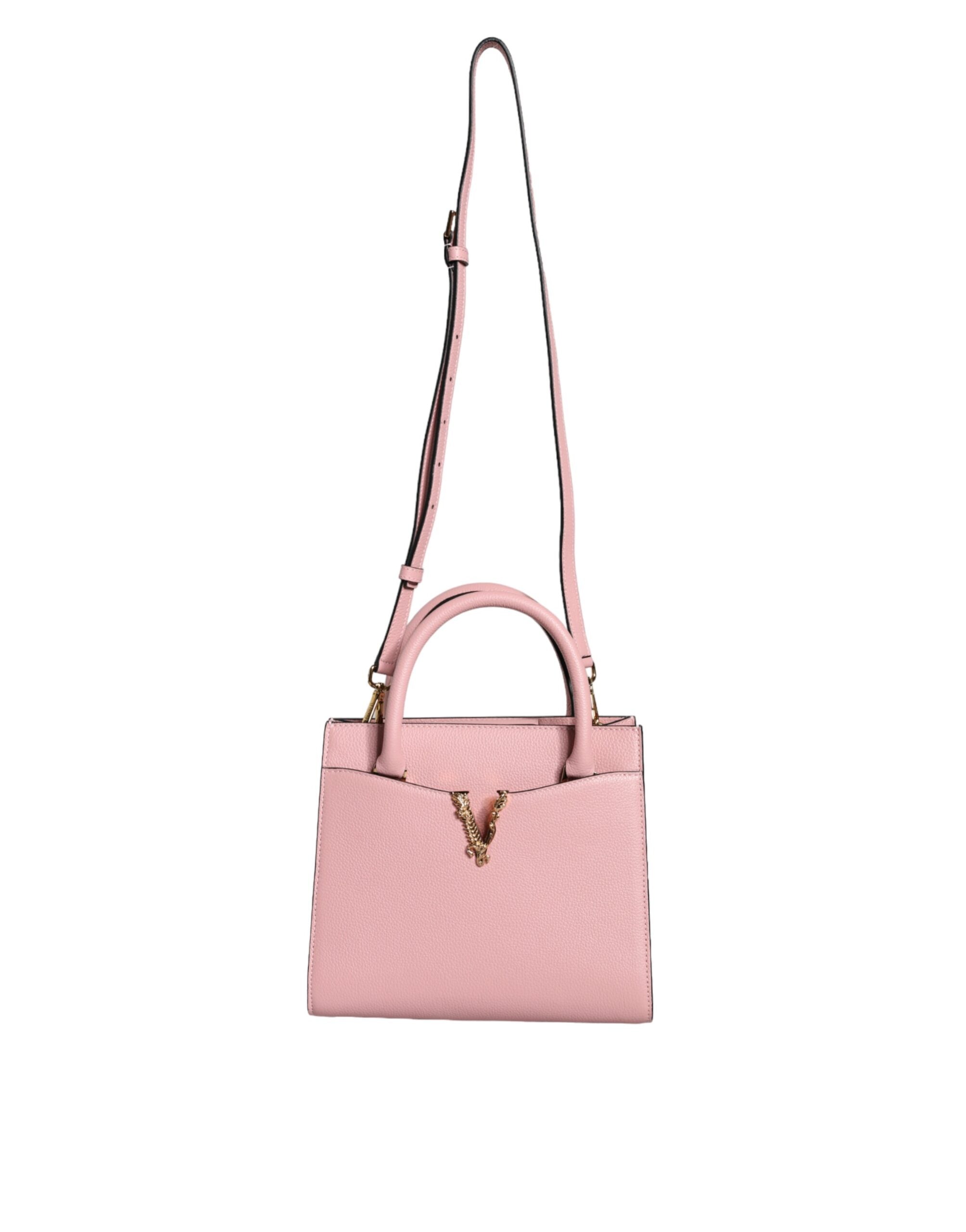 Versace Pink Small Top Handle Grainy Calf Leather Crossbody Bag - Luksuslaukut ja asusteet Versace - Tutustu YVES JAVANNI® 