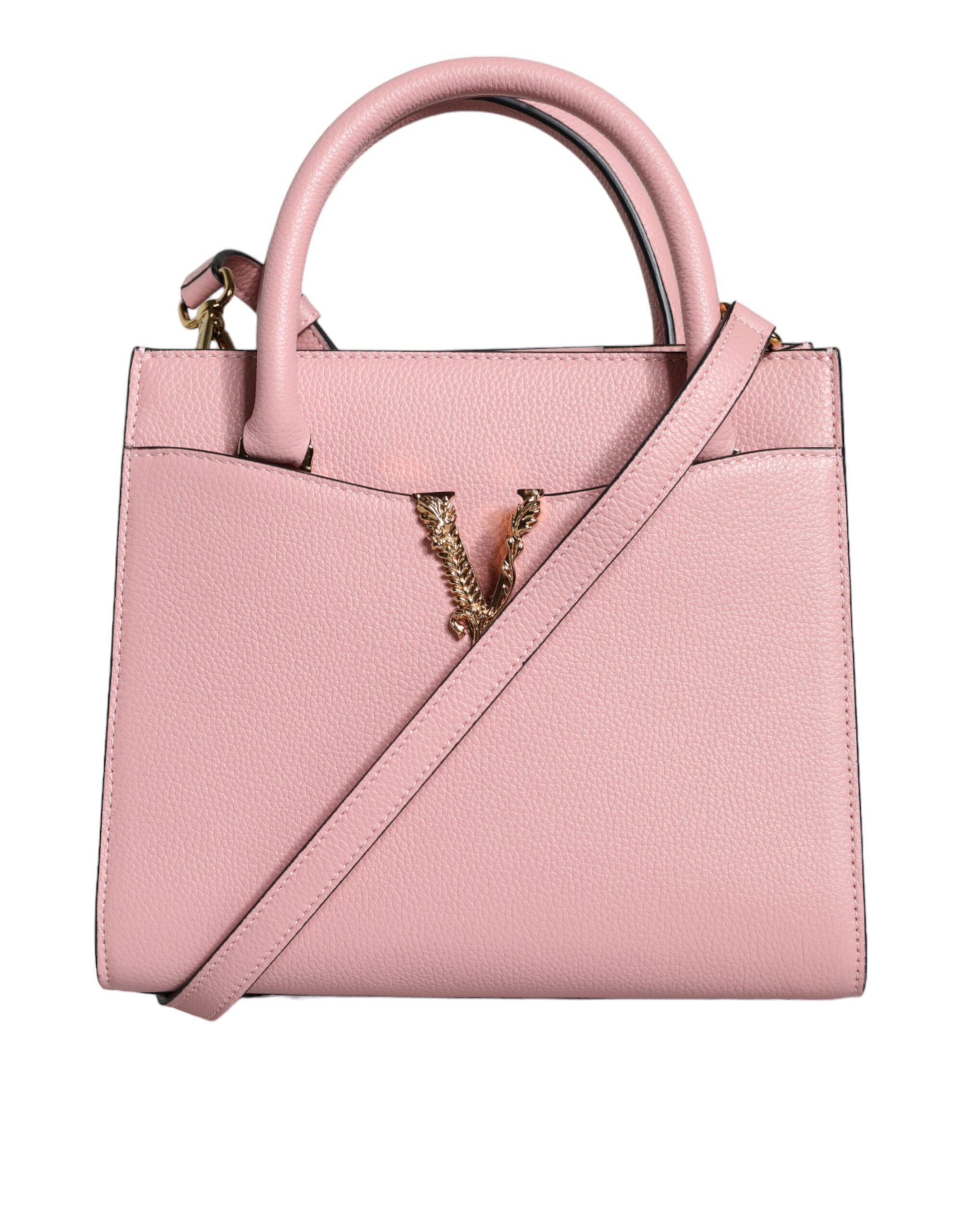 Versace Pink Small Top Handle Grainy Calf Leather Crossbody Bag - Luksuslaukut ja asusteet Versace - Tutustu YVES JAVANNI® 