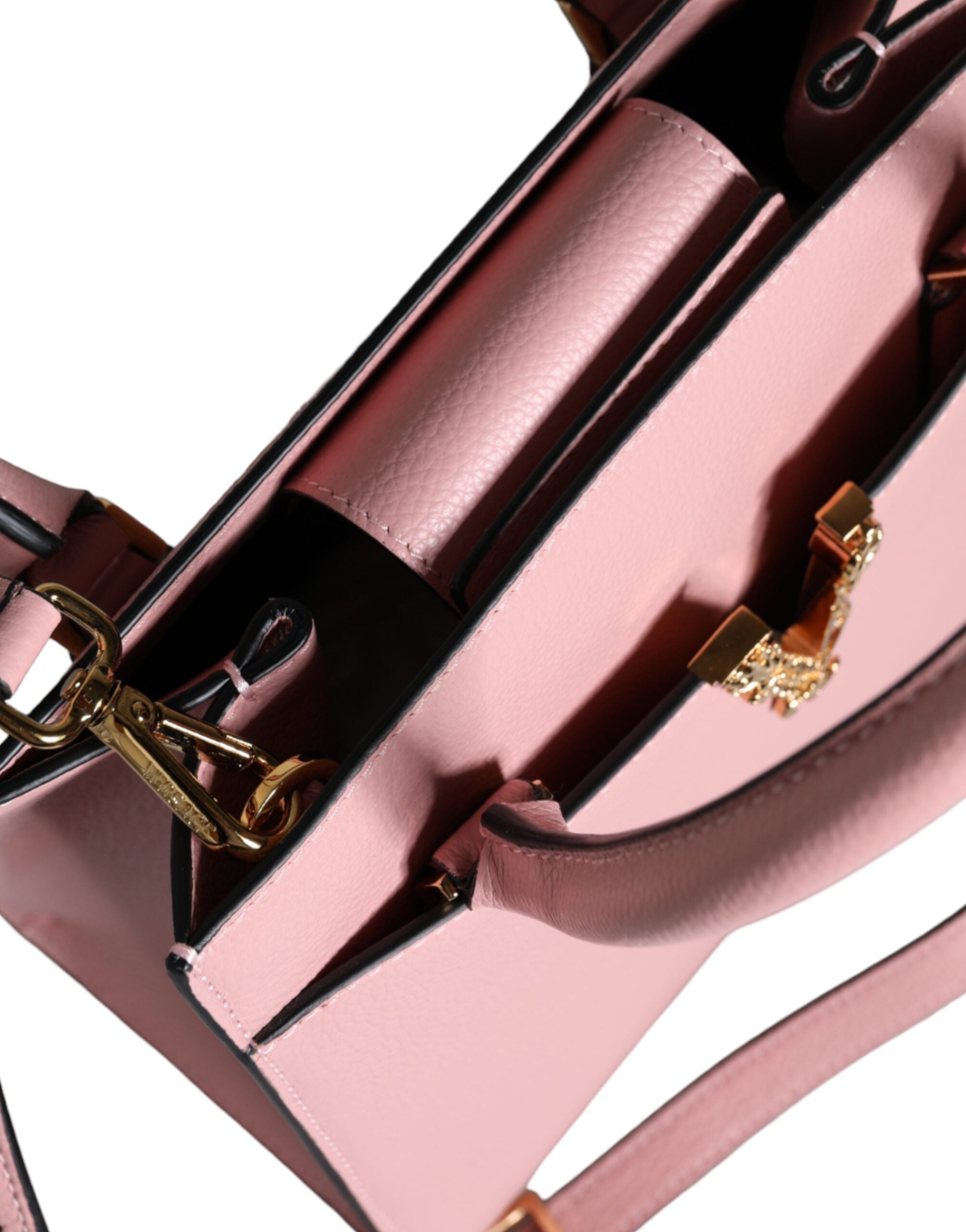 Versace Pink Small Top Handle Grainy Calf Leather Crossbody Bag - Luksuslaukut ja asusteet Versace - Tutustu YVES JAVANNI® 