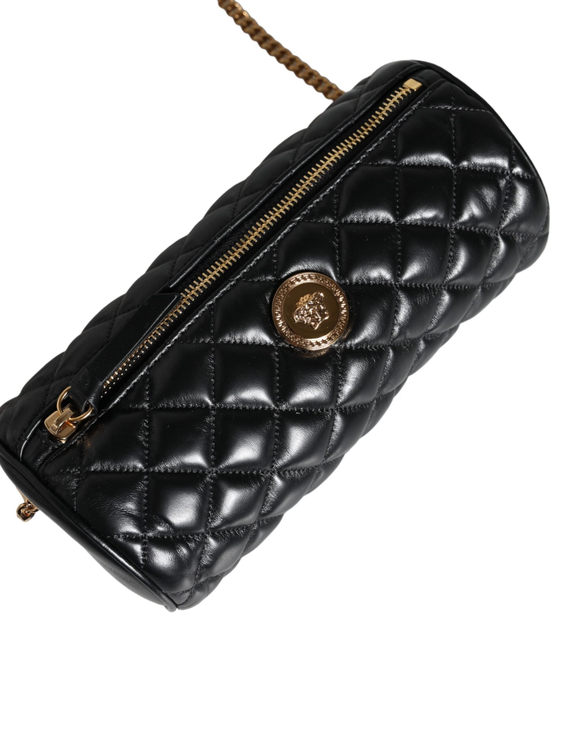 Versace Black Mini Quilted Lambskin Leather Crossbody Sling Bag - Luksuslaukut ja asusteet Versace - Tutustu YVES JAVANNI® 