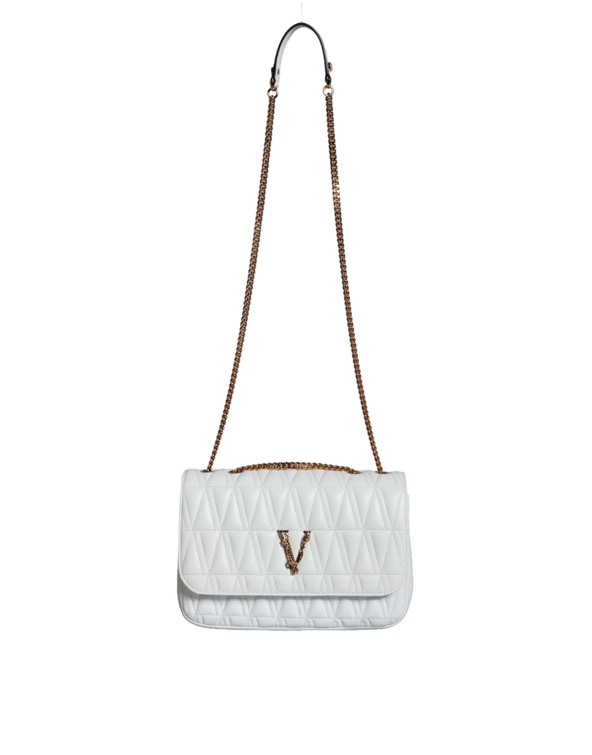 Versace White Mini Nappa Leather Crossbody Shoulder Bag - Luksuslaukut ja asusteet Versace - Tutustu YVES JAVANNI® 