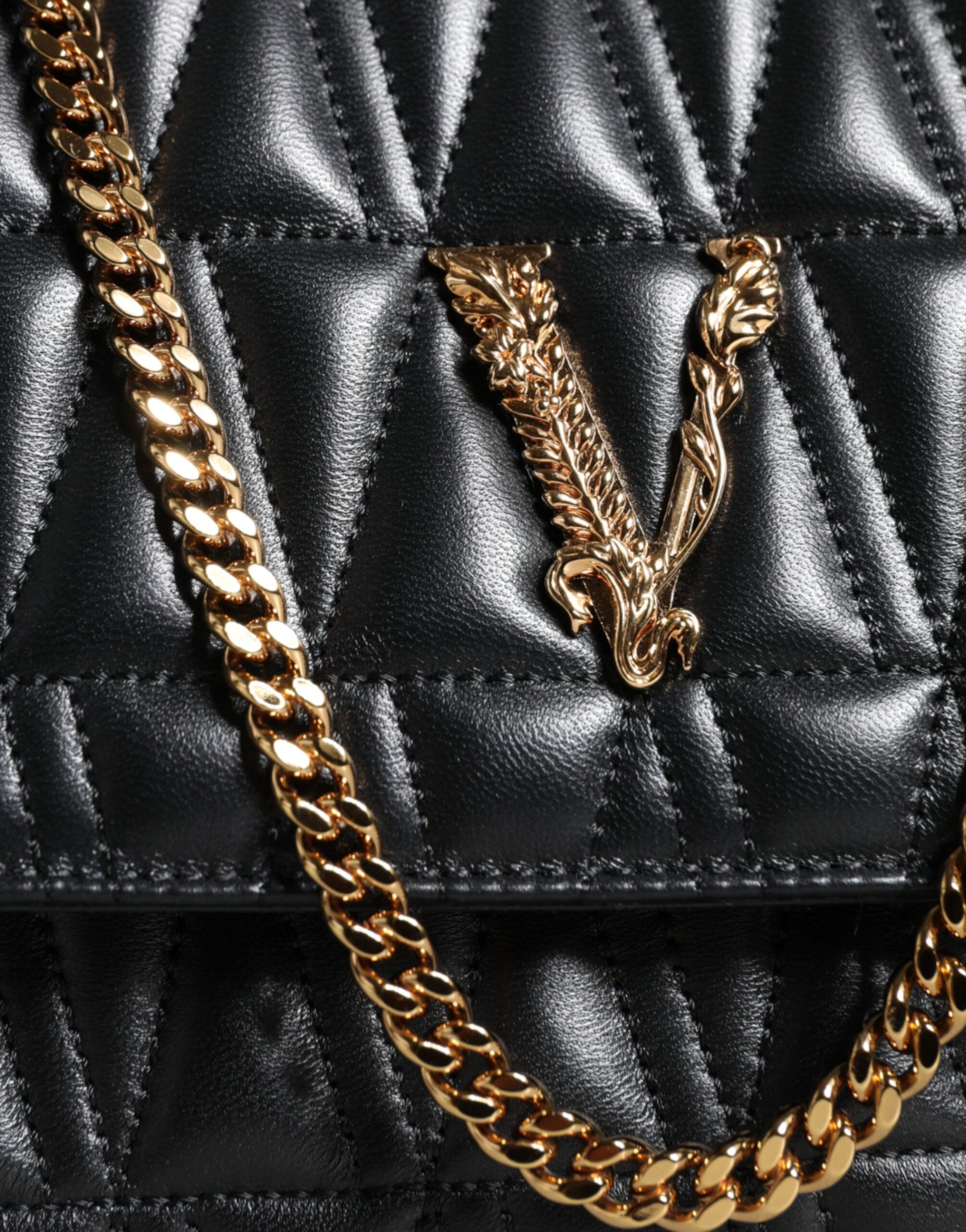 Versace Black Mini Nappa Leather Crossbody Shoulder Bag - Luksuslaukut ja asusteet Versace - Tutustu YVES JAVANNI® 