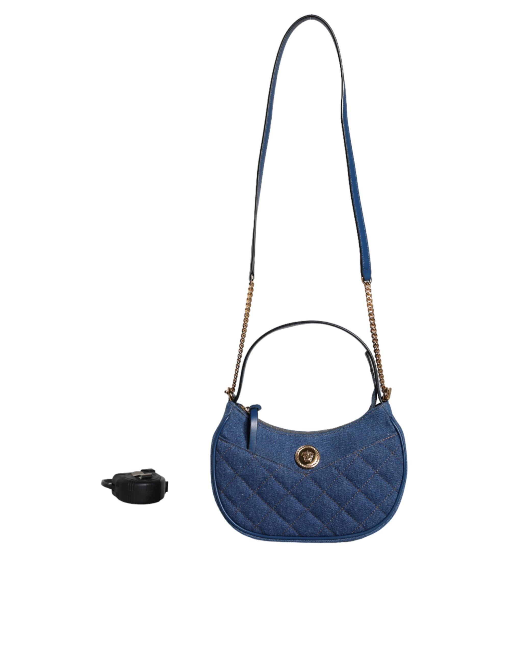 Versace Blue Quilted Denim Leather Top Handle Shoulder Bag - Luksuslaukut ja asusteet Versace - Tutustu YVES JAVANNI® 