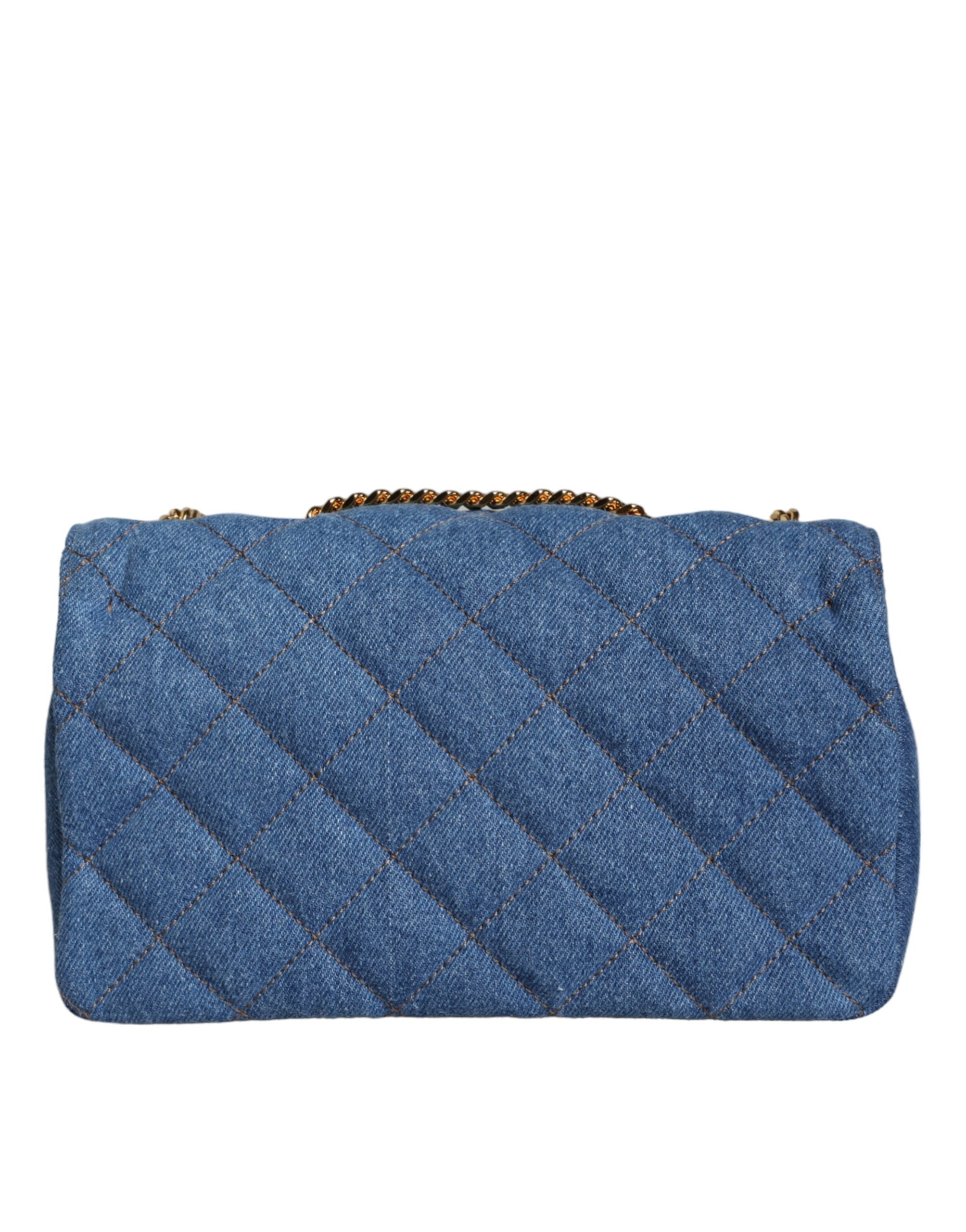 Versace Blue Quilted Denim Leather Crossbody Shoulder Bag - Luksuslaukut ja asusteet Versace - Tutustu YVES JAVANNI® 