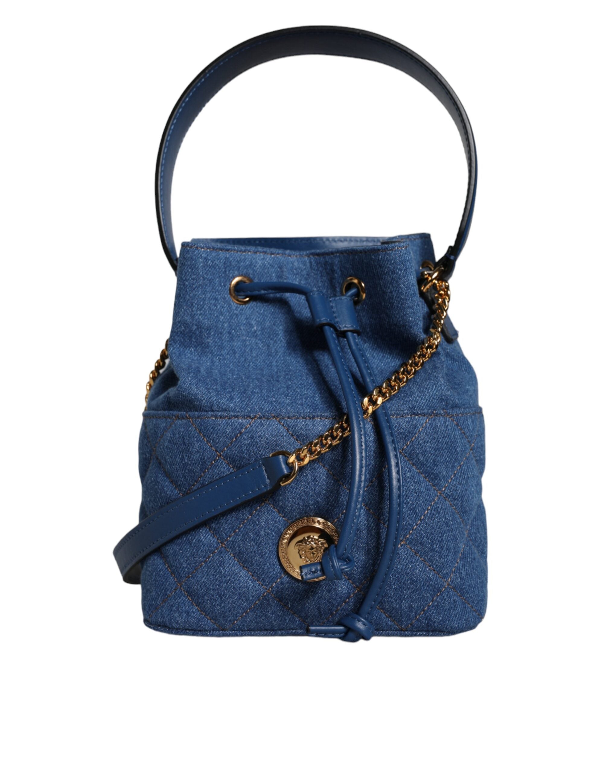 Versace Blue Quilted Denim Leather Crossbody Shoulder Bag - Luksuslaukut ja asusteet Versace - Tutustu YVES JAVANNI® 