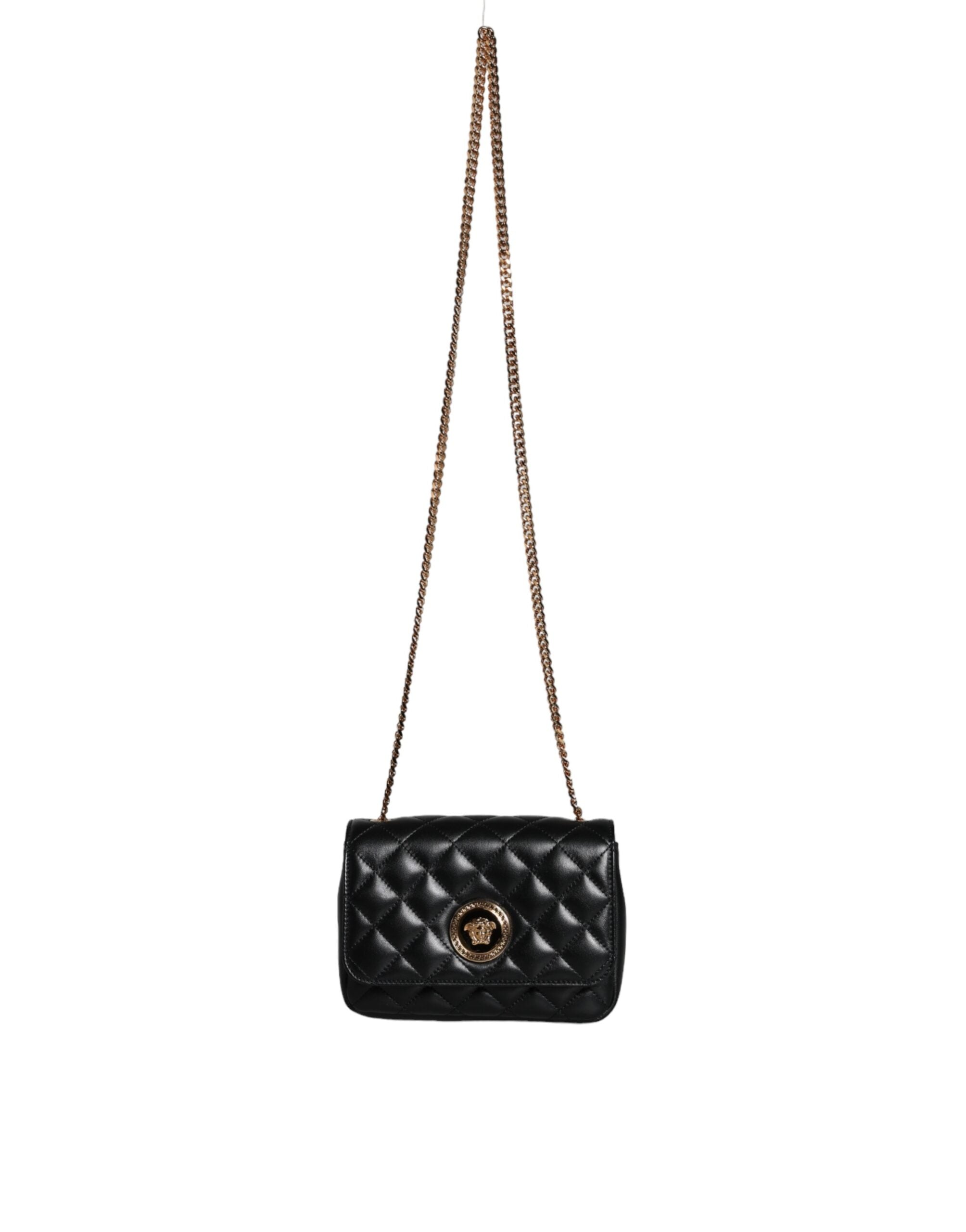 Versace Black Quilted Lambskin Leather Crossbody Shoulder Bag - Luksuslaukut ja asusteet Versace - Tutustu YVES JAVANNI® 