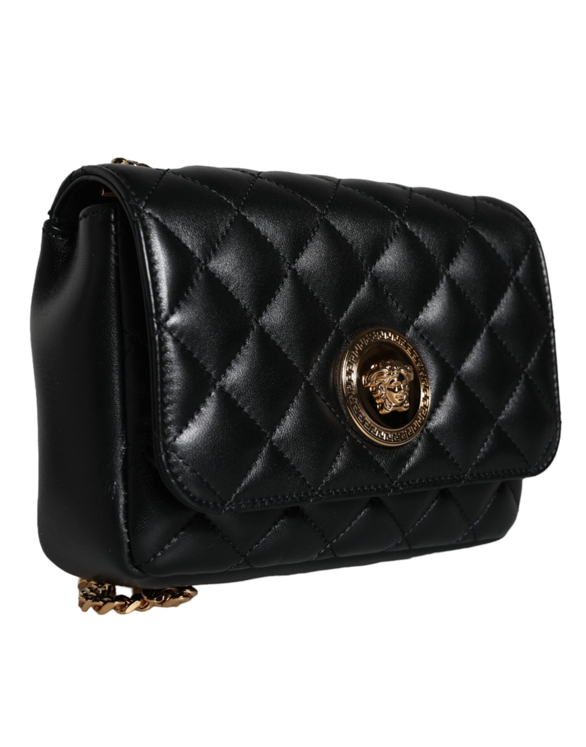 Versace Black Quilted Lambskin Leather Crossbody Shoulder Bag - Luksuslaukut ja asusteet Versace - Tutustu YVES JAVANNI® 