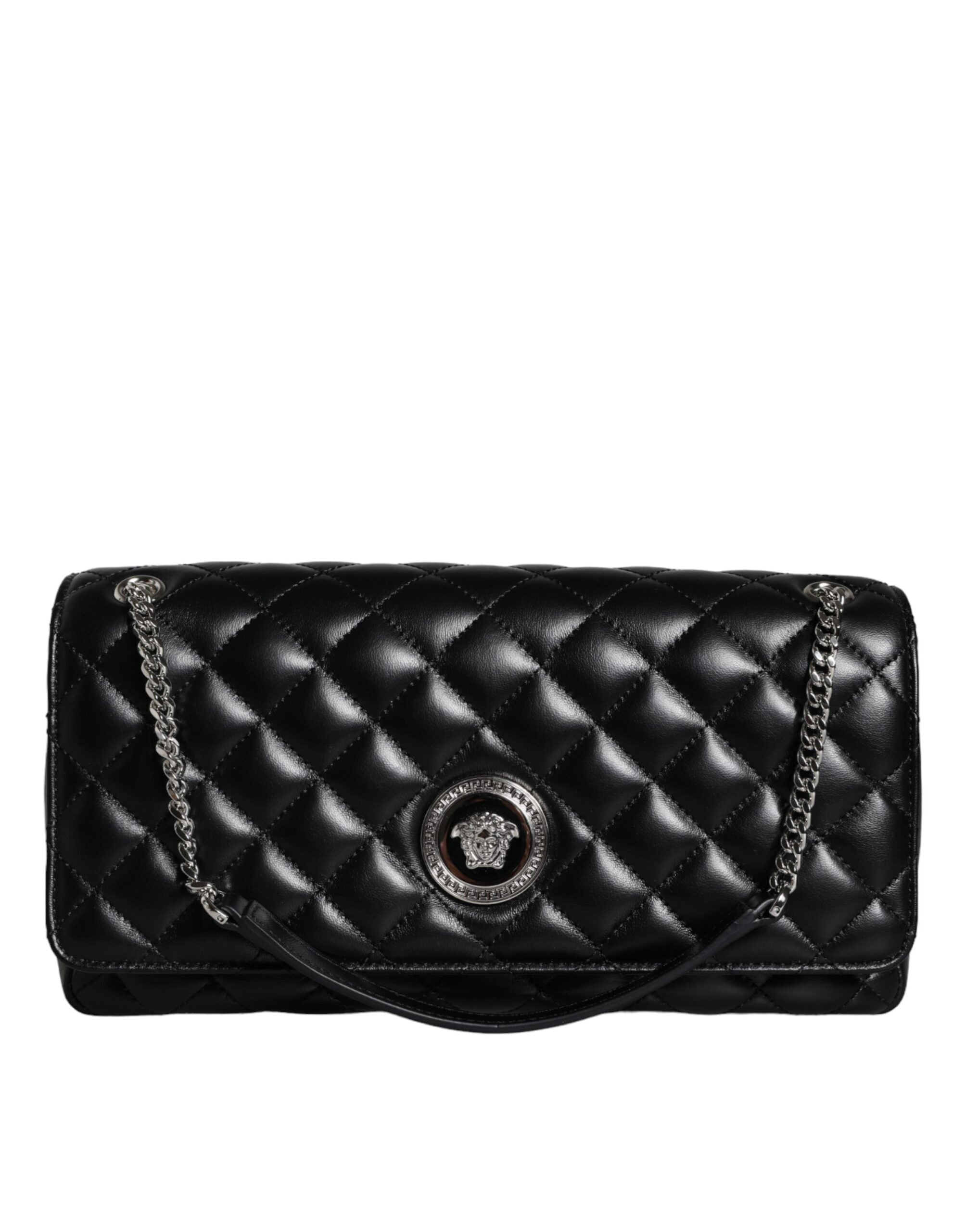 Versace Black Quilted Lambskin Leather Crossbody Shoulder Bag - Luksuslaukut ja asusteet Versace - Tutustu YVES JAVANNI® 