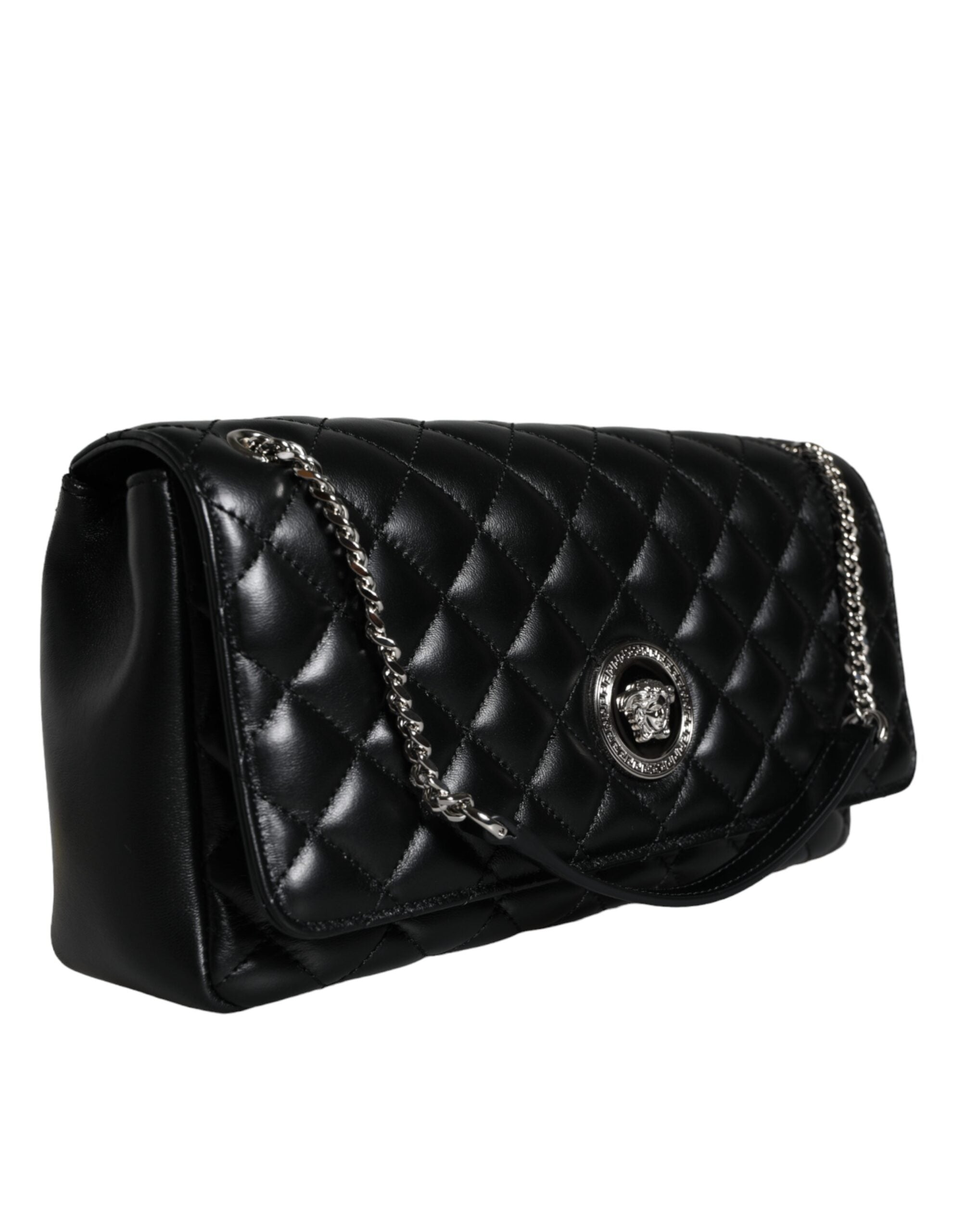 Versace Black Quilted Lambskin Leather Crossbody Shoulder Bag - Luksuslaukut ja asusteet Versace - Tutustu YVES JAVANNI® 