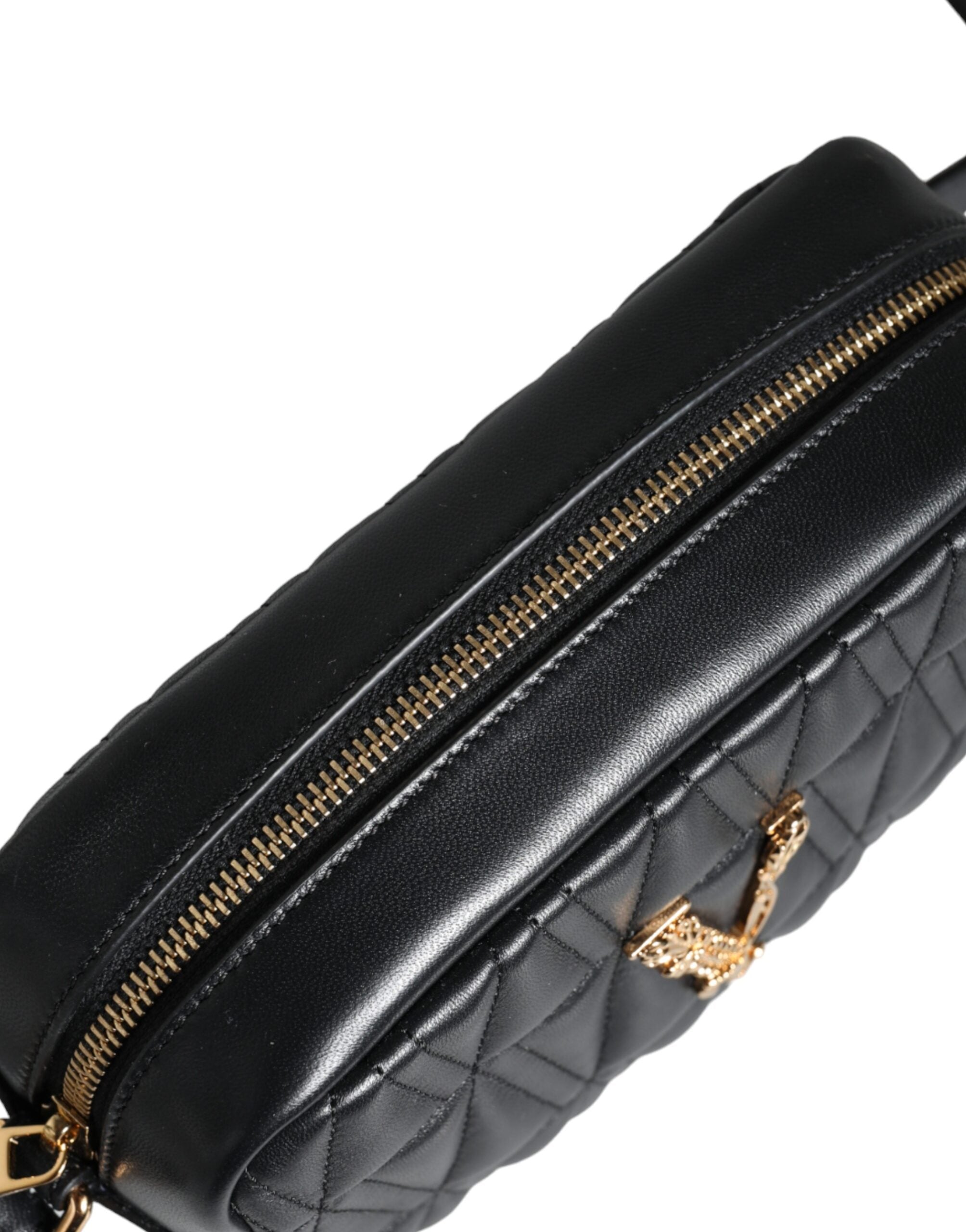 Versace Black Quilted Lamb Leather Camera Case Shoulder Bag - Luksuslaukut ja asusteet Versace - Tutustu YVES JAVANNI® 