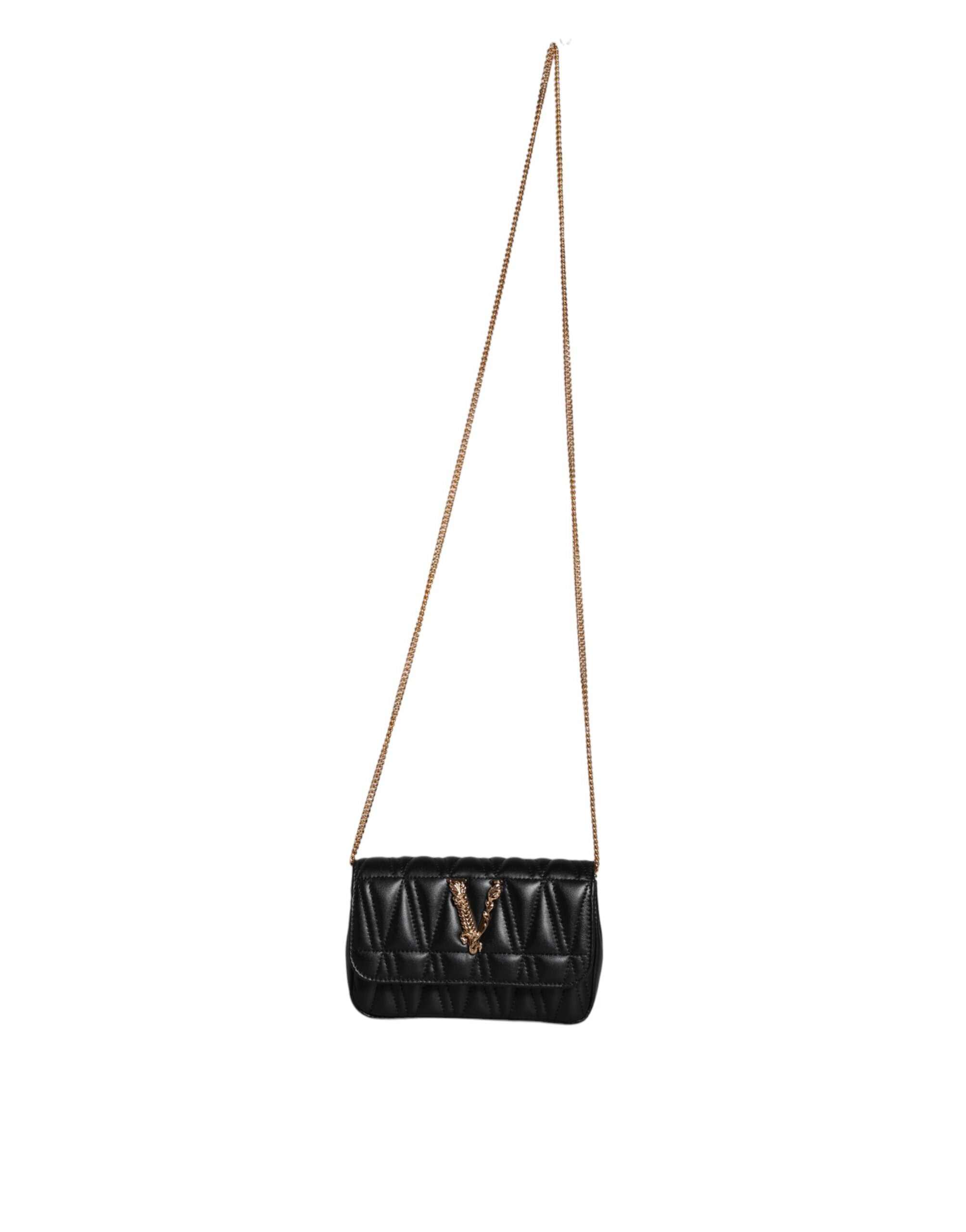 Versace Black Mini Nappa Leather Crossbody Shoulder Bag - Luksuslaukut ja asusteet Versace - Tutustu YVES JAVANNI® 