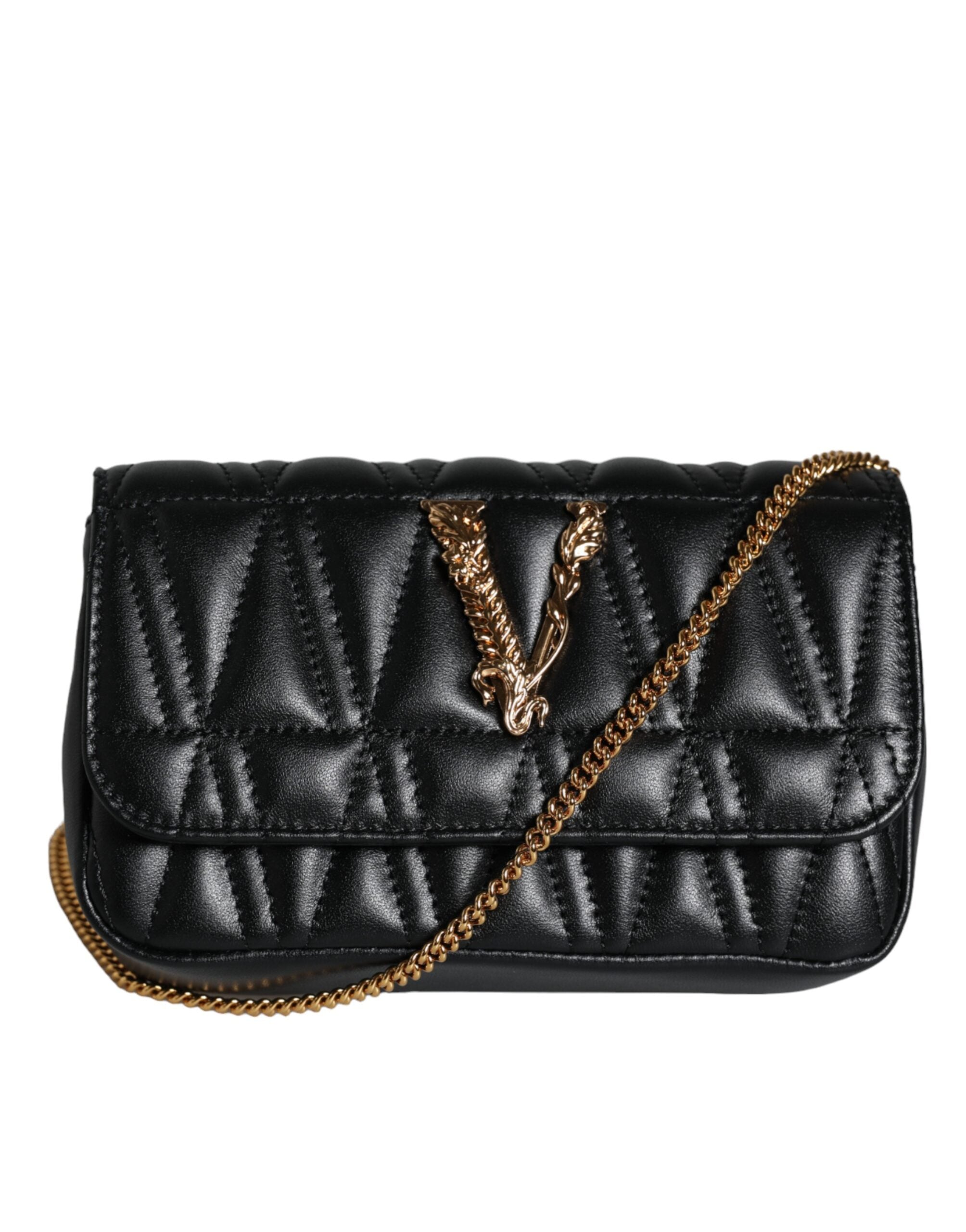 Versace Black Mini Nappa Leather Crossbody Shoulder Bag - Luksuslaukut ja asusteet Versace - Tutustu YVES JAVANNI® 