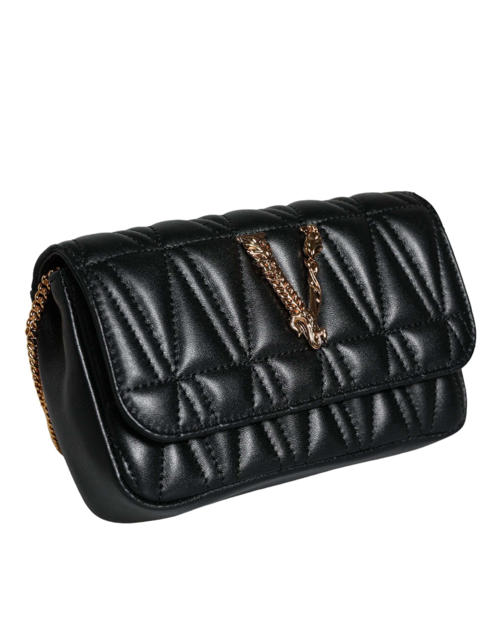 Versace Black Mini Nappa Leather Crossbody Shoulder Bag - Luksuslaukut ja asusteet Versace - Tutustu YVES JAVANNI® 