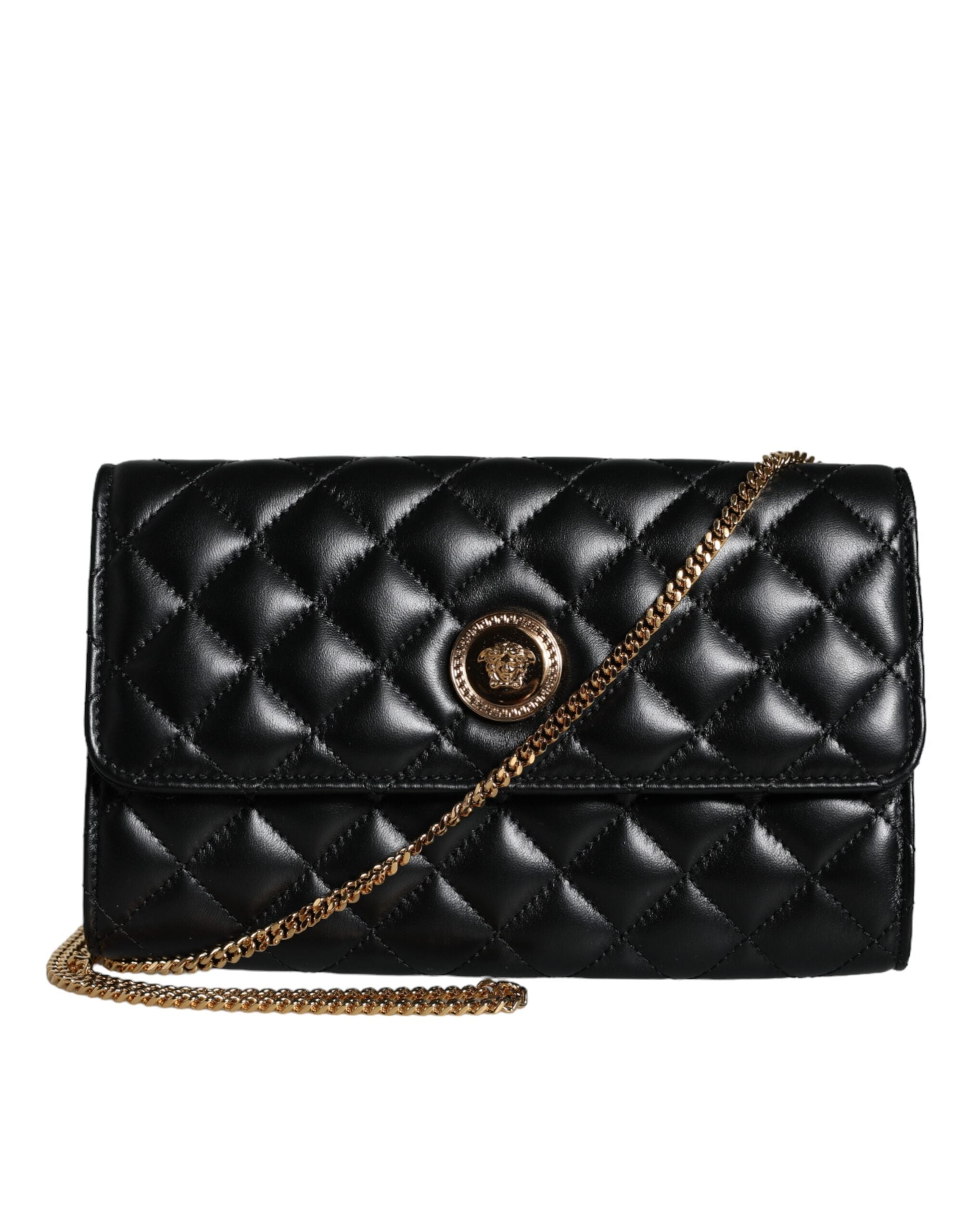 Versace Black Quilted Nappa Leather Crossbody Shoulder Bag - Luksuslaukut ja asusteet Versace - Tutustu YVES JAVANNI® 