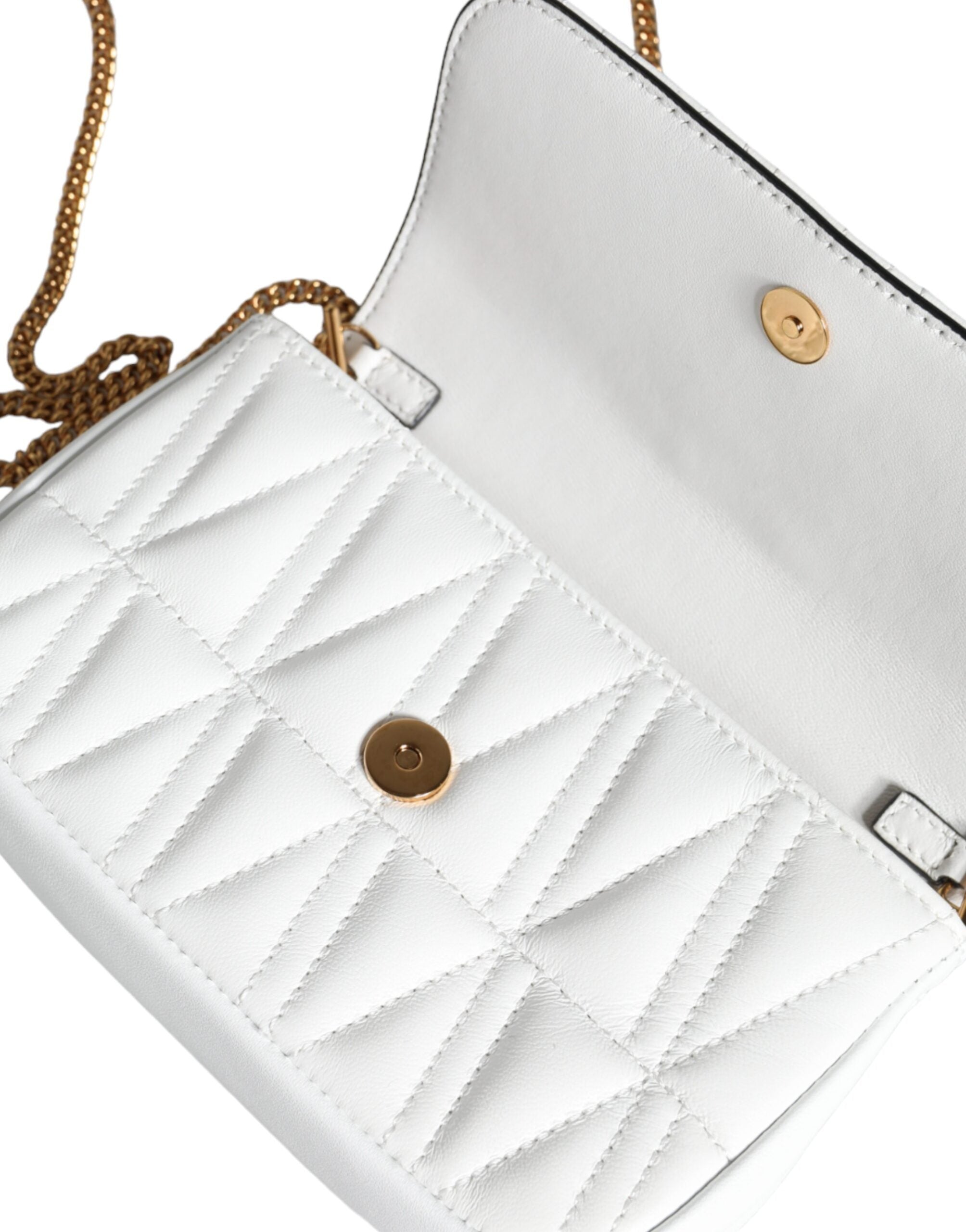 Versace White Quilted Nappa Leather Crossbody Shoulder Bag - Luksuslaukut ja asusteet Versace - Tutustu YVES JAVANNI® 