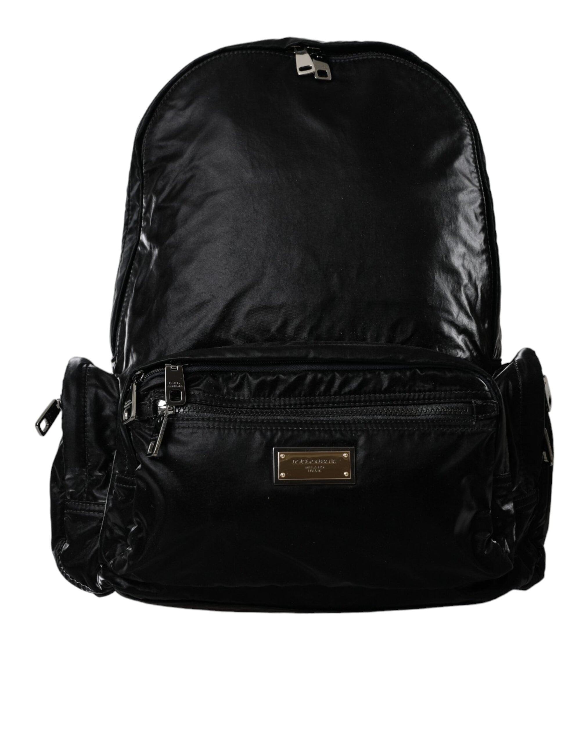 Dolce & Gabbana Black Patent Leather Logo Plaque Backpack Bag - Luksusmuotia Dolce & Gabbana - Tutustu YVES JAVANNI® 