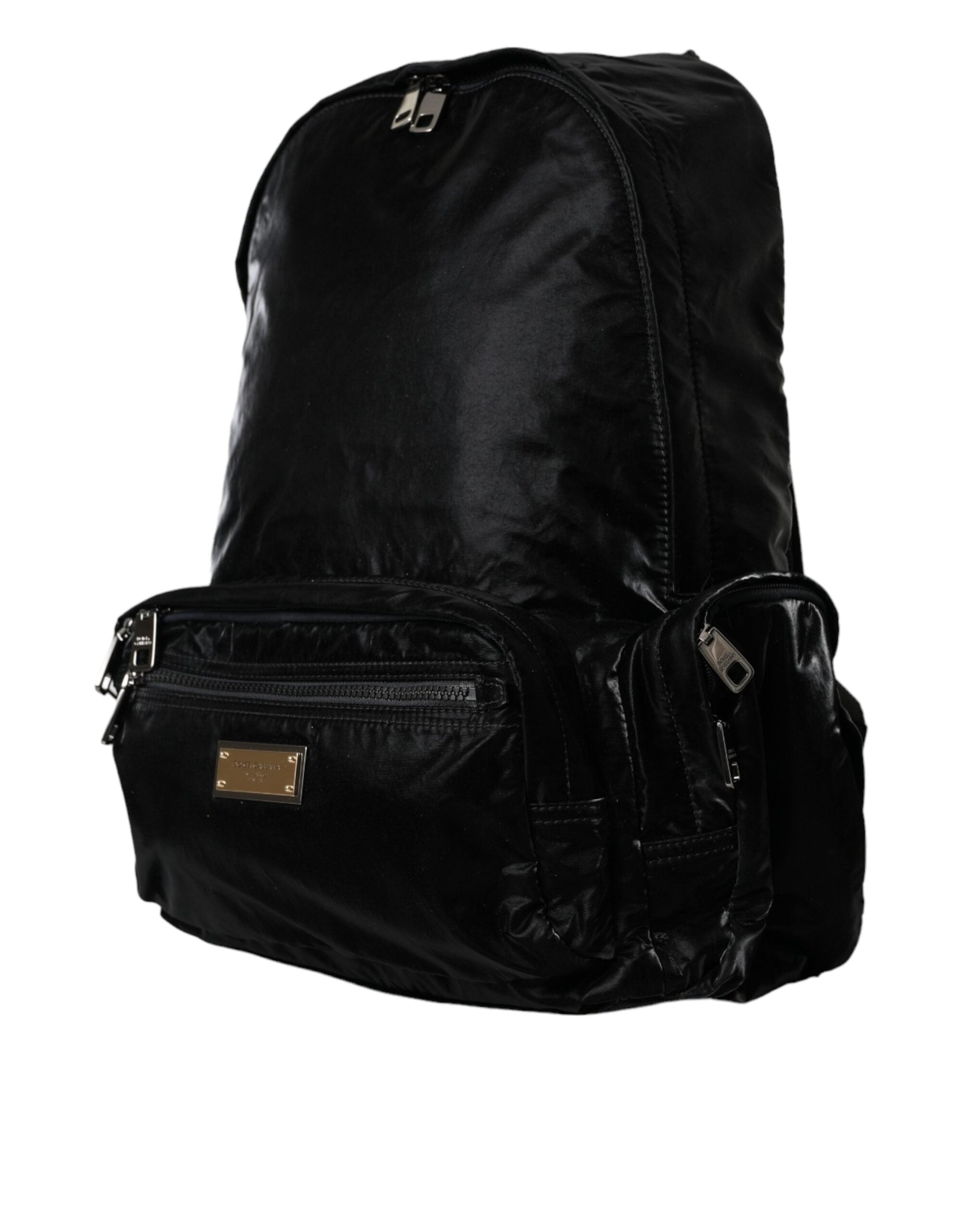 Dolce & Gabbana Black Patent Leather Logo Plaque Backpack Bag - Luksusmuotia Dolce & Gabbana - Tutustu YVES JAVANNI® 