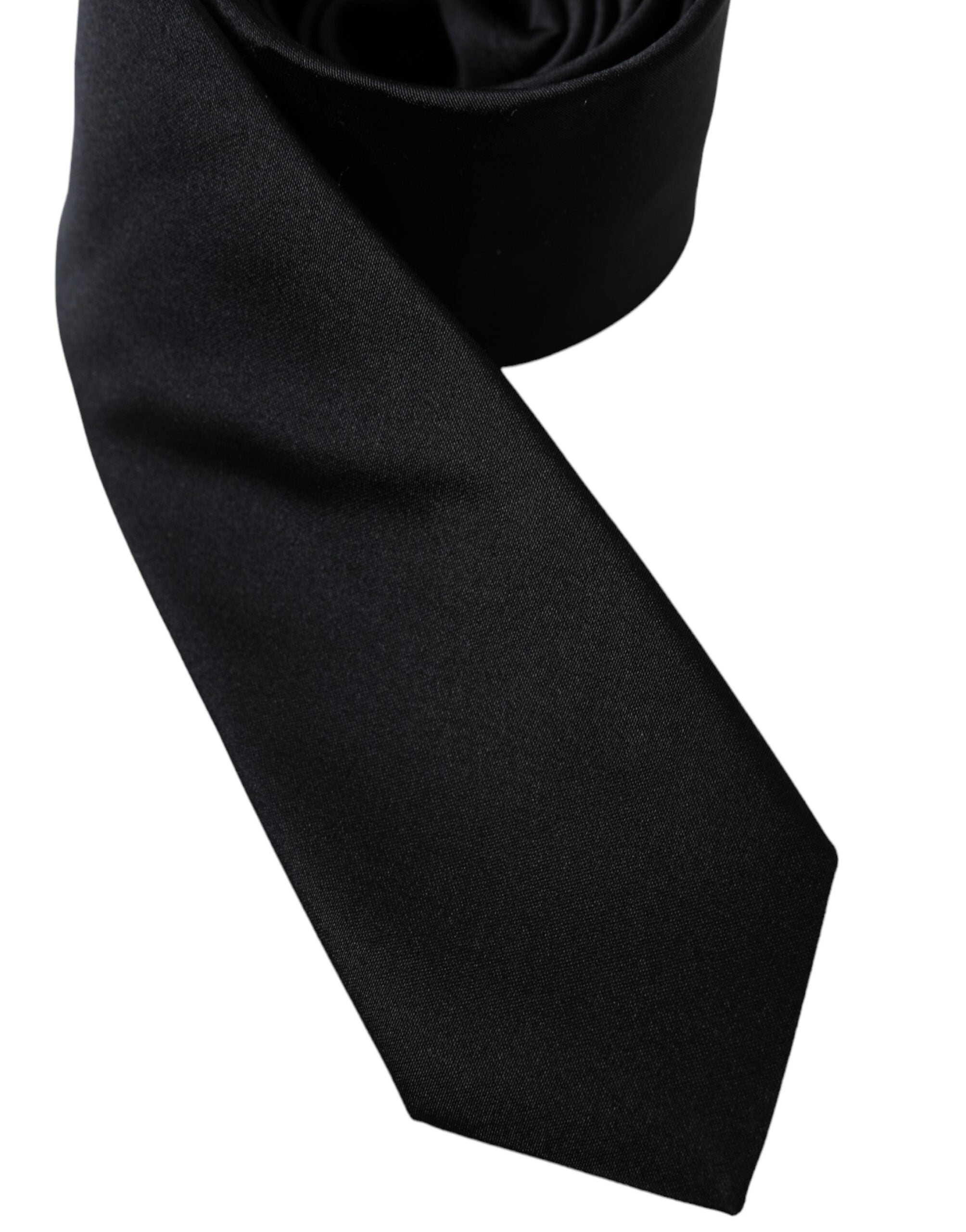 Dolce & Gabbana Black Solid Silk Adjustable Tie Men - Luksusmuotia Dolce & Gabbana - Tutustu YVES JAVANNI® 