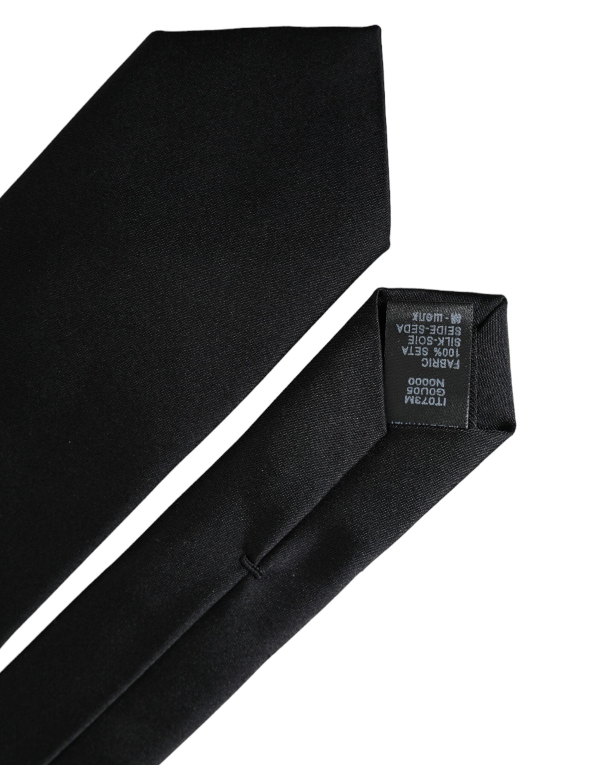 Dolce & Gabbana Black Solid Silk Adjustable Tie Men - Luksusmuotia Dolce & Gabbana - Tutustu YVES JAVANNI® 