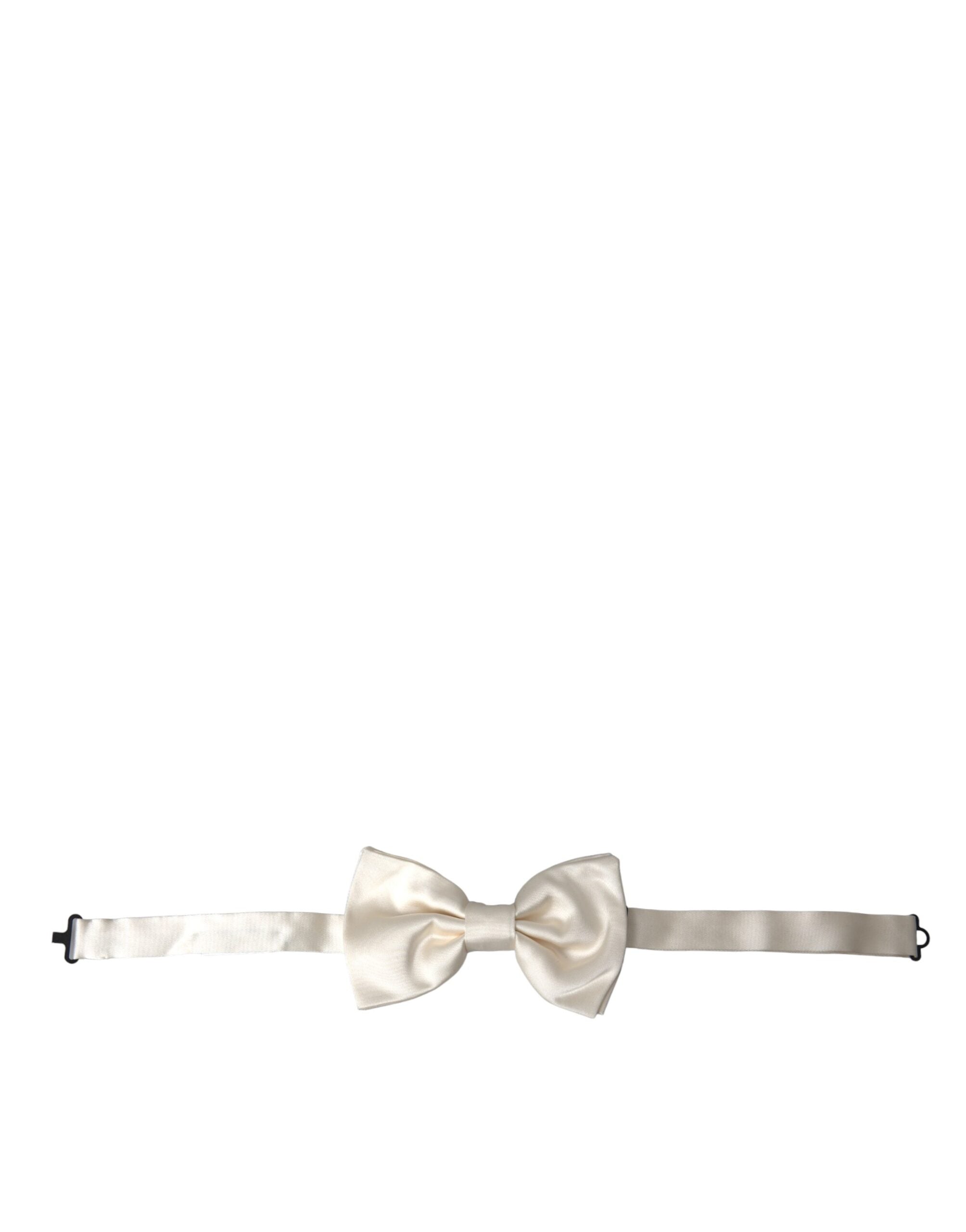 Dolce & Gabbana Off White Silk Adjustable Neck Men Bow Tie - Luksusmuotia Dolce & Gabbana - Tutustu YVES JAVANNI® 