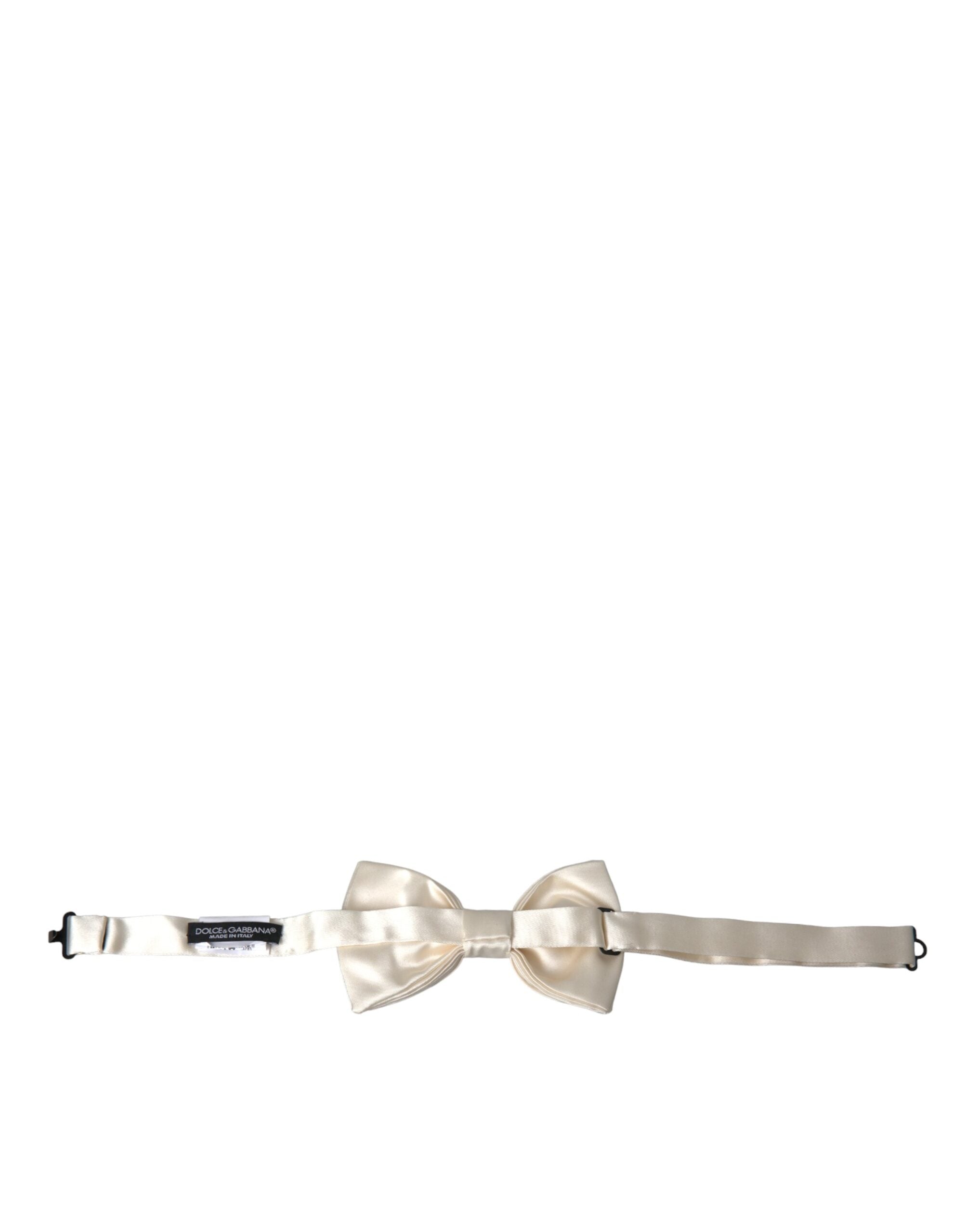 Dolce & Gabbana Off White Silk Adjustable Neck Men Bow Tie - Luksusmuotia Dolce & Gabbana - Tutustu YVES JAVANNI® 