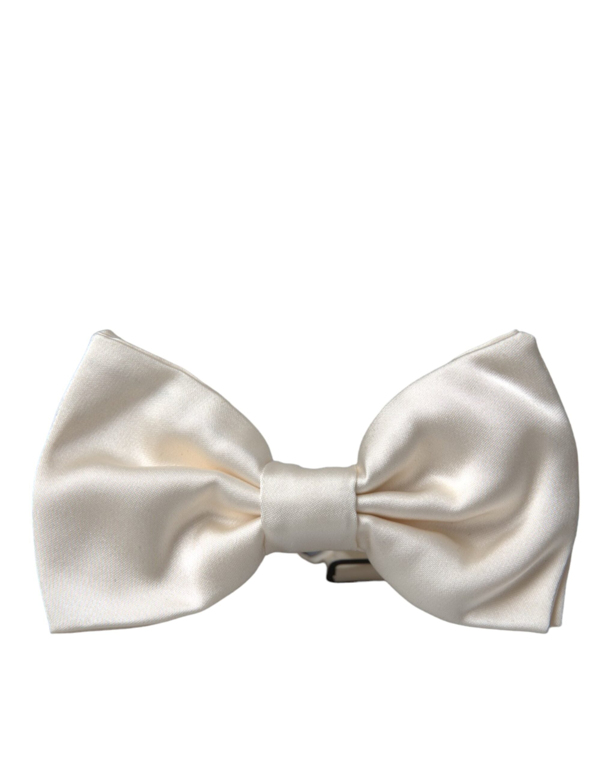 Dolce & Gabbana Off White Silk Adjustable Neck Men Bow Tie - Luksusmuotia Dolce & Gabbana - Tutustu YVES JAVANNI® 