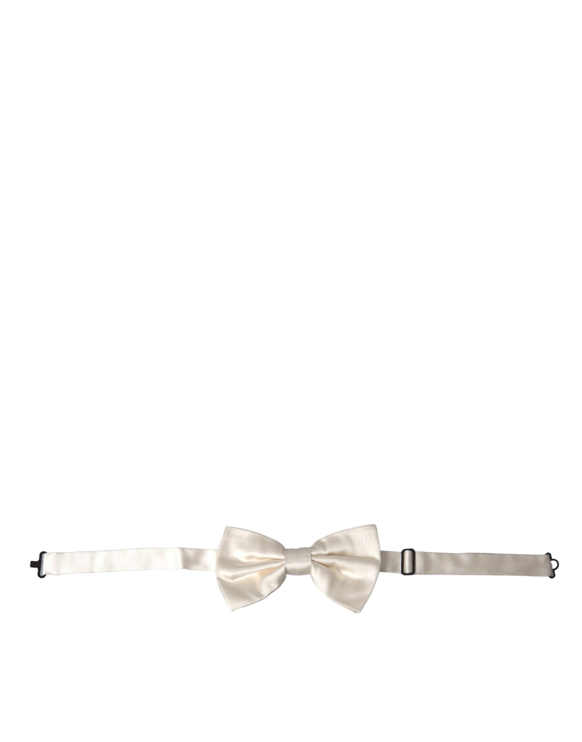 Dolce & Gabbana Off White Silk Adjustable Neck Men Bow Tie - Luksusmuotia Dolce & Gabbana - Tutustu YVES JAVANNI® 