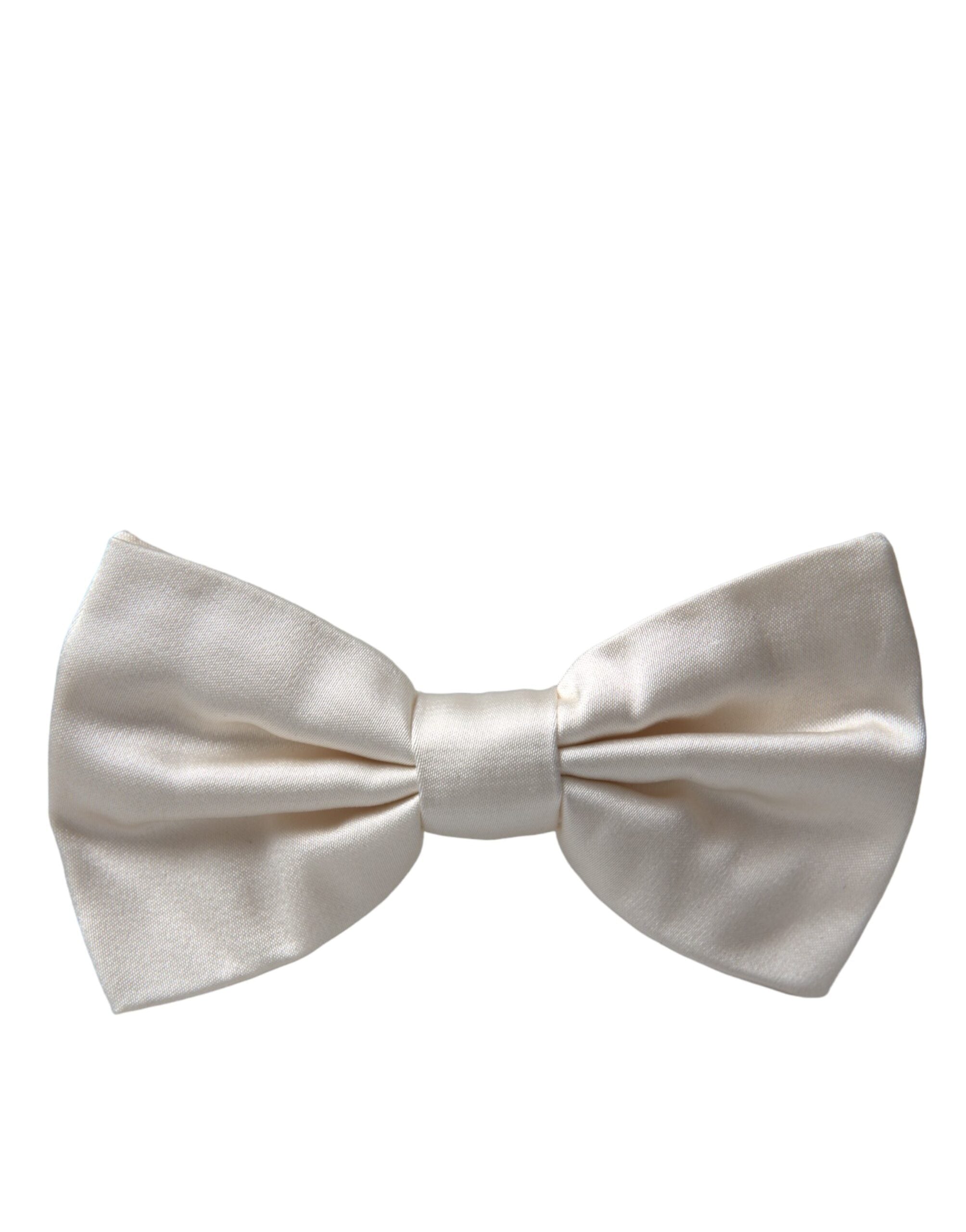 Dolce & Gabbana Off White Silk Adjustable Neck Men Bow Tie - Luksusmuotia Dolce & Gabbana - Tutustu YVES JAVANNI® 