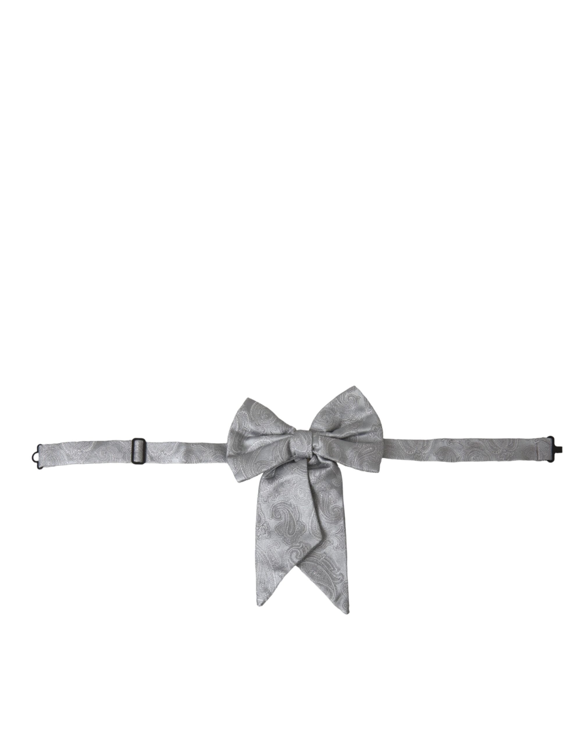 Dolce & Gabbana Silver Ribbon Silk Adjustable Neck Men Bow Tie - Luksusmuotia Dolce & Gabbana - Tutustu YVES JAVANNI® 