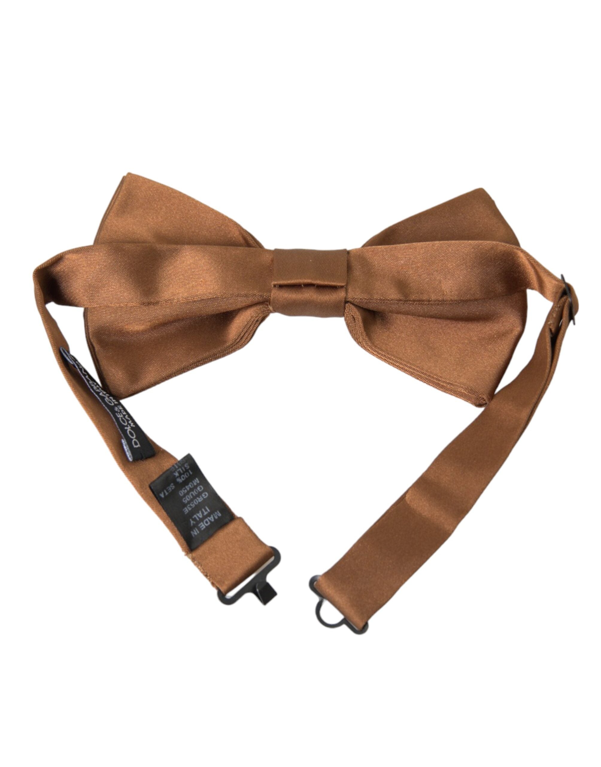 Dolce & Gabbana Brown Silk Adjustable Neck Men Bow Tie - Luksusmuotia Dolce & Gabbana - Tutustu YVES JAVANNI® 