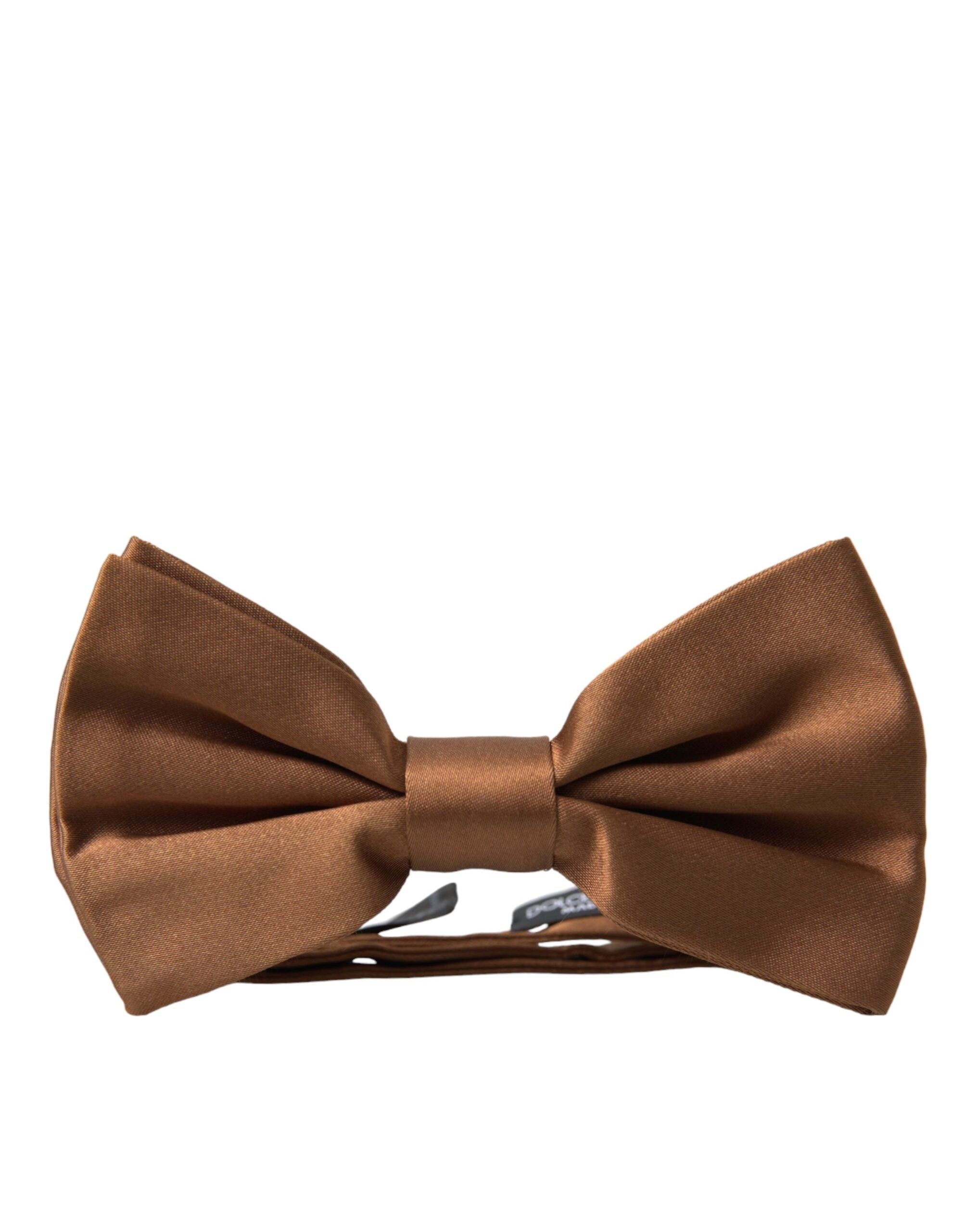 Dolce & Gabbana Brown Silk Adjustable Neck Men Bow Tie - Luksusmuotia Dolce & Gabbana - Tutustu YVES JAVANNI® 