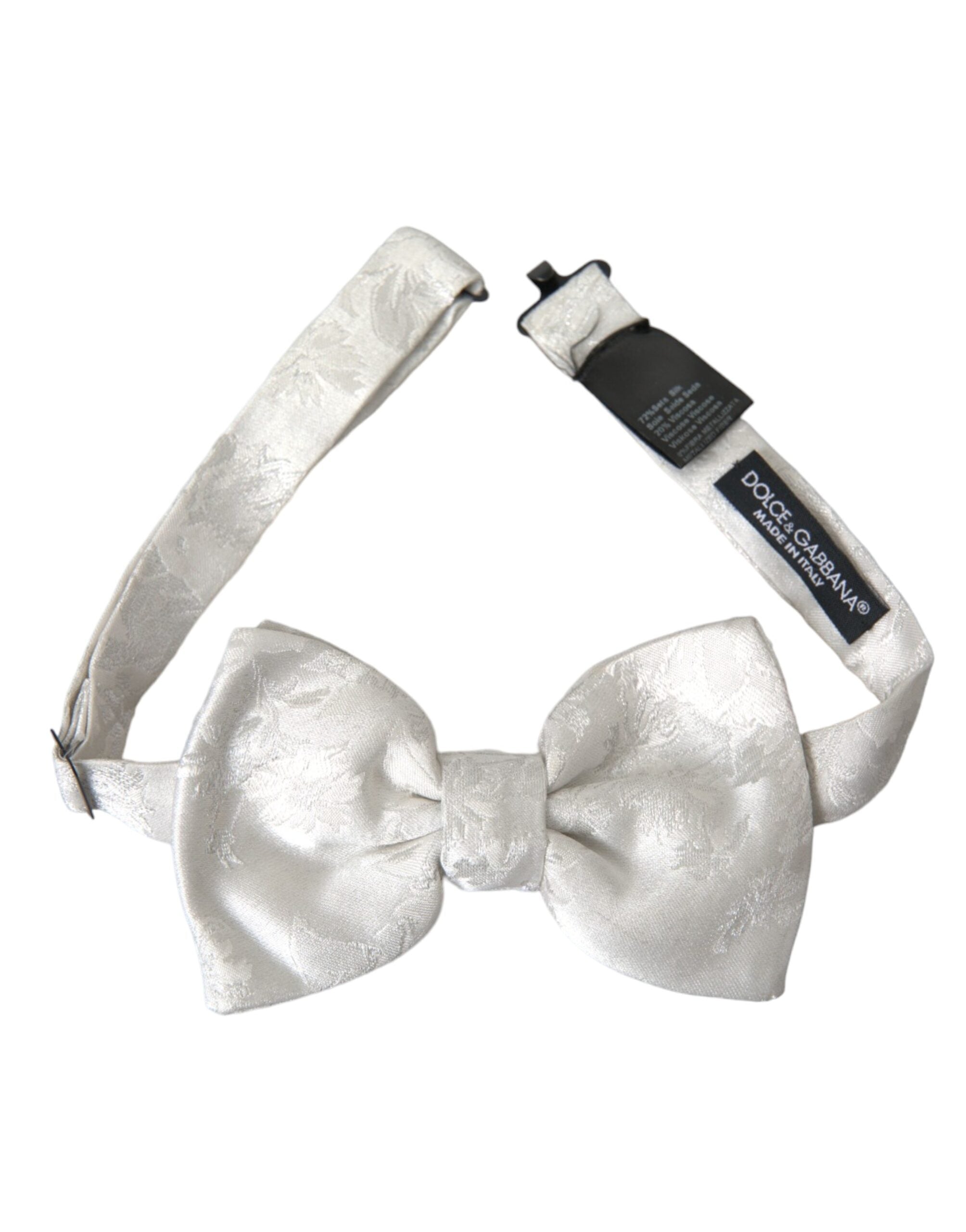 Dolce & Gabbana White Floral Silk Adjustable Men Neck Bow Tie - Luksusmuotia Dolce & Gabbana - Tutustu YVES JAVANNI® 