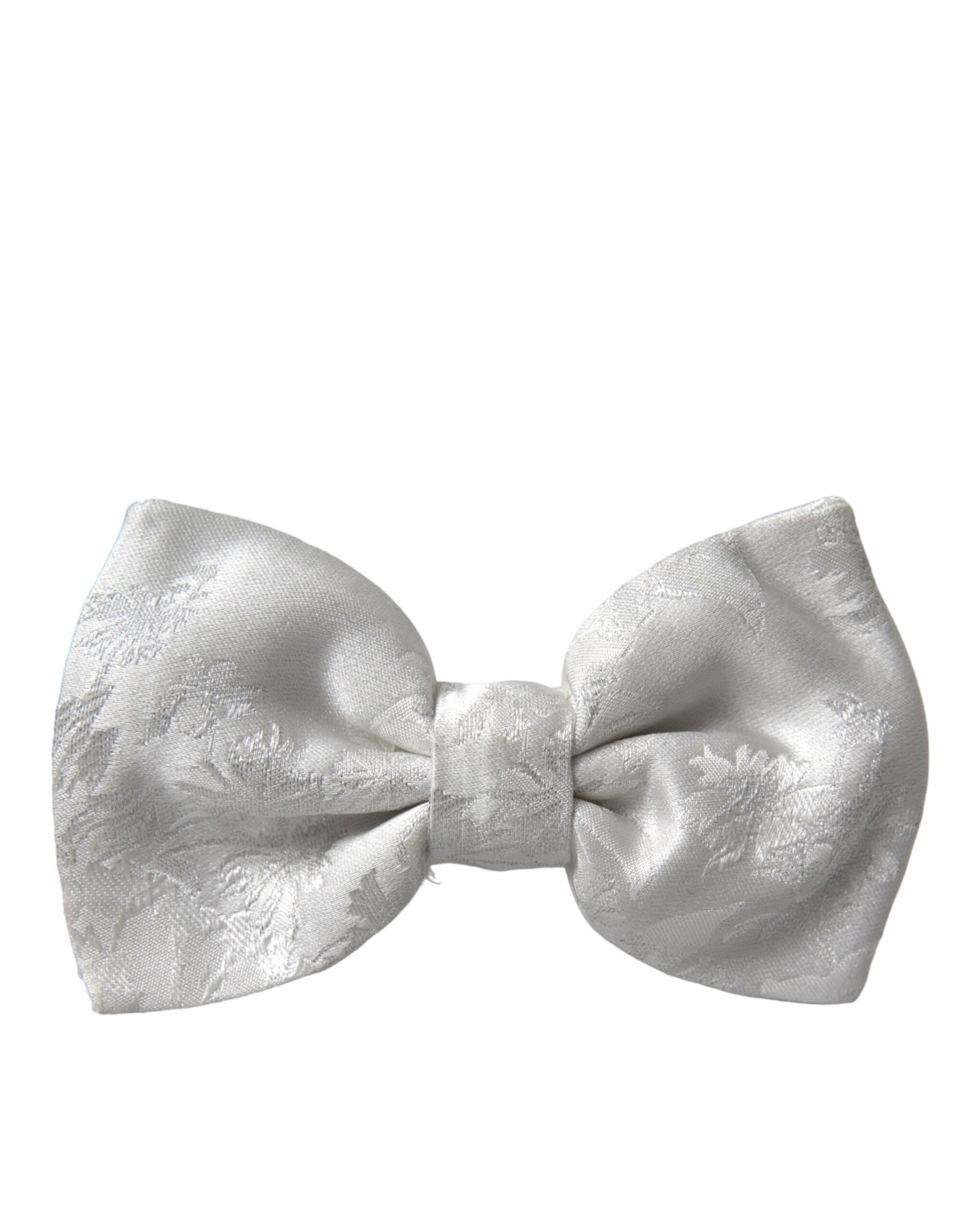 Dolce & Gabbana White Floral Silk Adjustable Men Neck Bow Tie - Luksusmuotia Dolce & Gabbana - Tutustu YVES JAVANNI® 