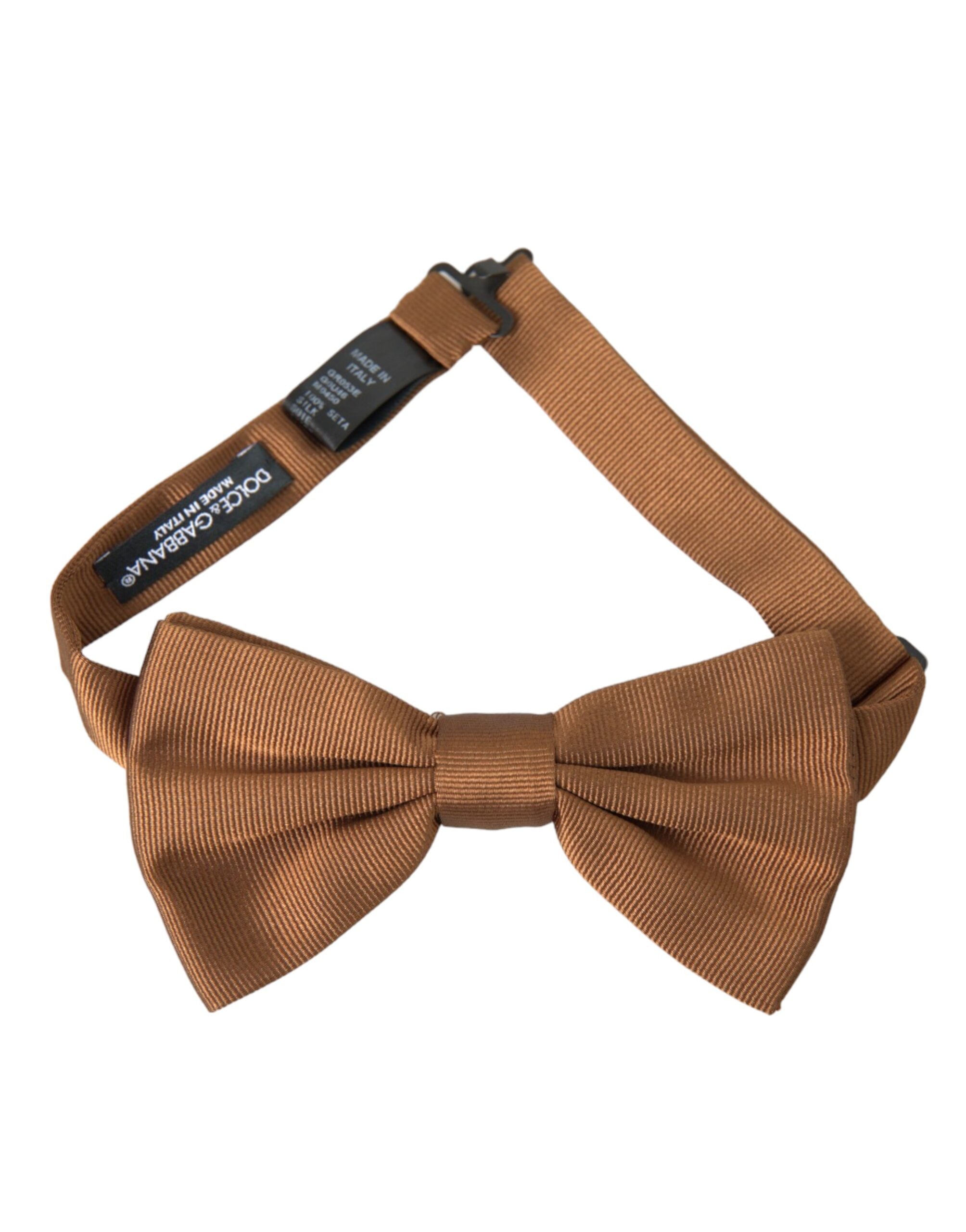 Dolce & Gabbana Brown Silk Adjustable Neck Men Bow Tie - Luksusmuotia Dolce & Gabbana - Tutustu YVES JAVANNI® 