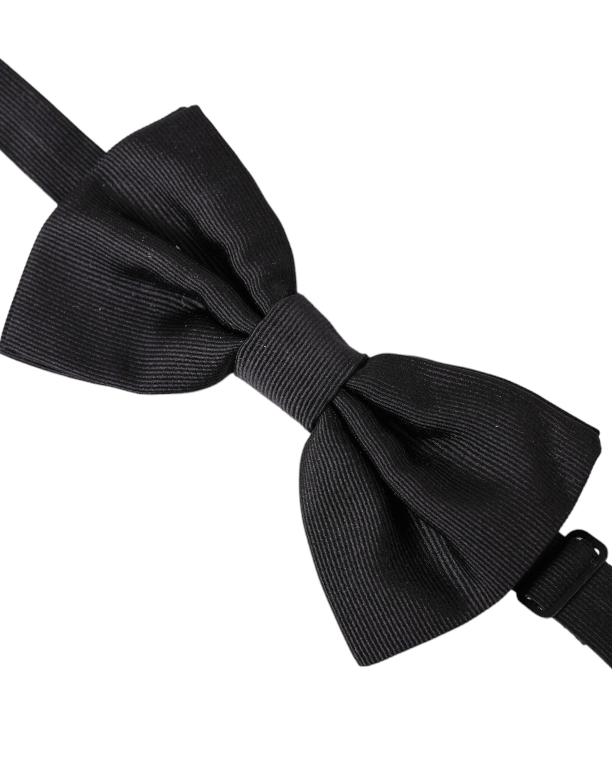 Dolce & Gabbana Black Silk Adjustable Neck Men Bow Tie - Luksusmuotia Dolce & Gabbana - Tutustu YVES JAVANNI® 