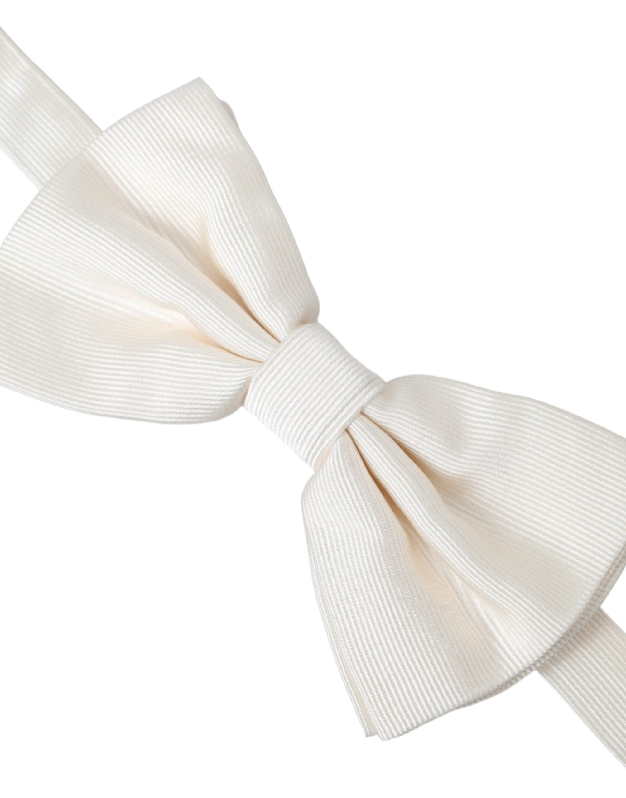 Dolce & Gabbana Off White Silk Adjustable Neck Men Bow Tie - Luksusmuotia Dolce & Gabbana - Tutustu YVES JAVANNI® 