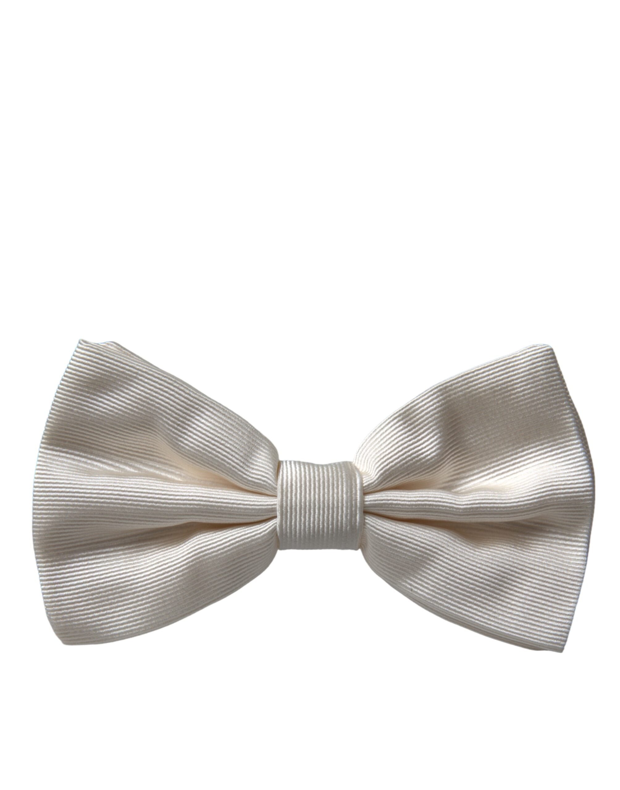 Dolce & Gabbana Off White Silk Adjustable Neck Men Bow Tie - Luksusmuotia Dolce & Gabbana - Tutustu YVES JAVANNI® 